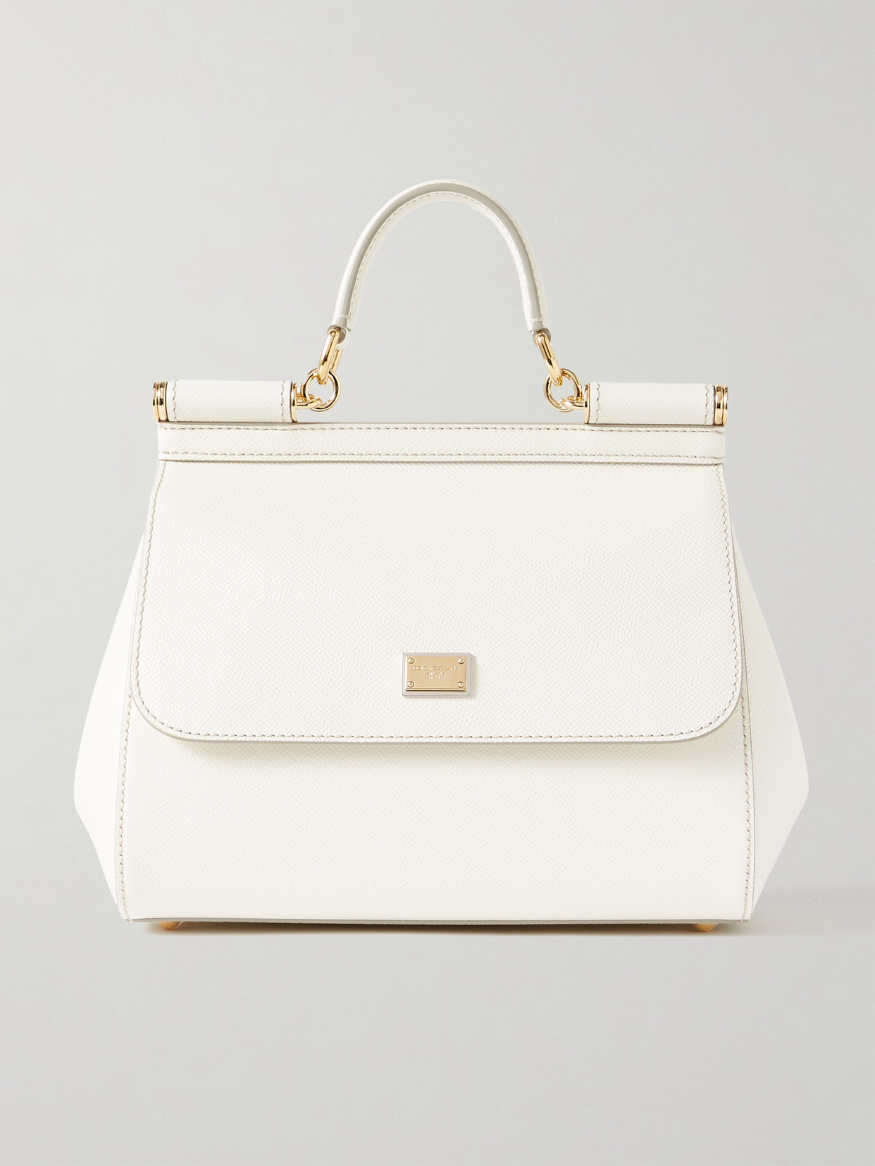 Dolce & Gabbana Sicily Small Textured-leather Tote In White