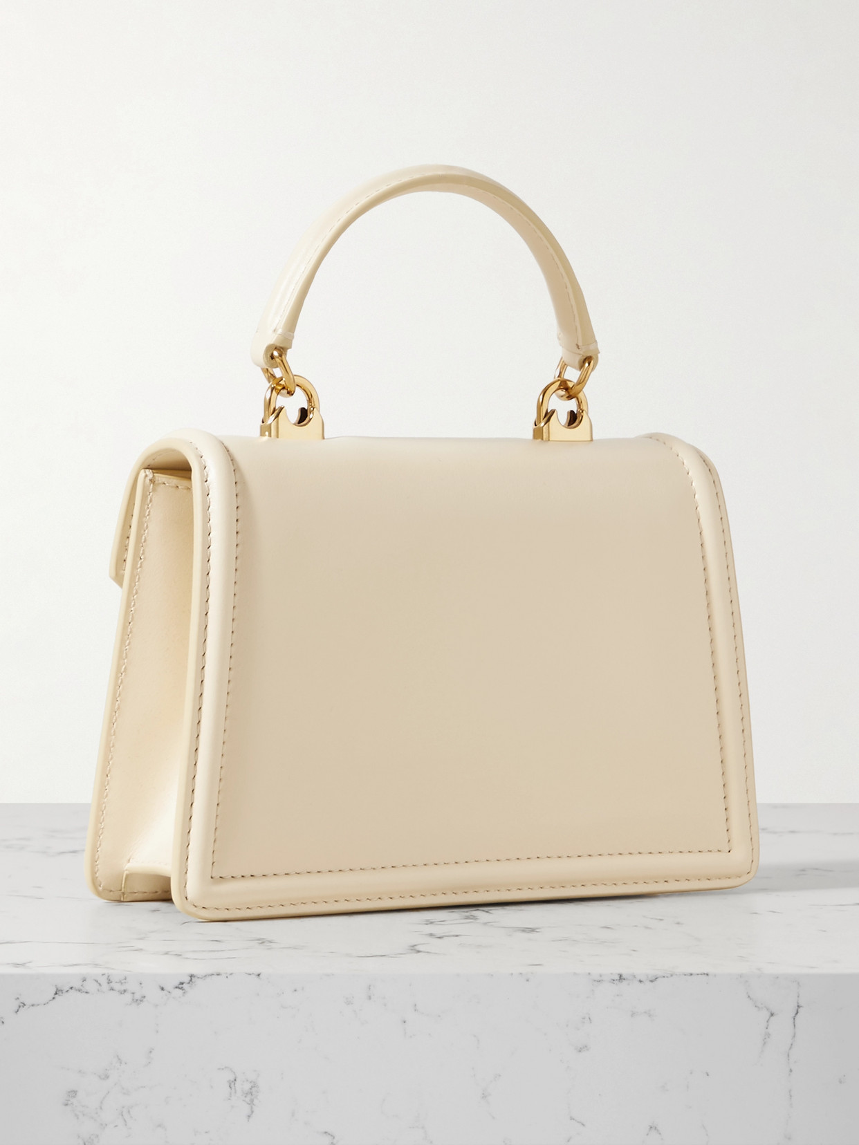 Dolce & Gabbana Devotion Small Embellished Leather Shoulder Bag In White