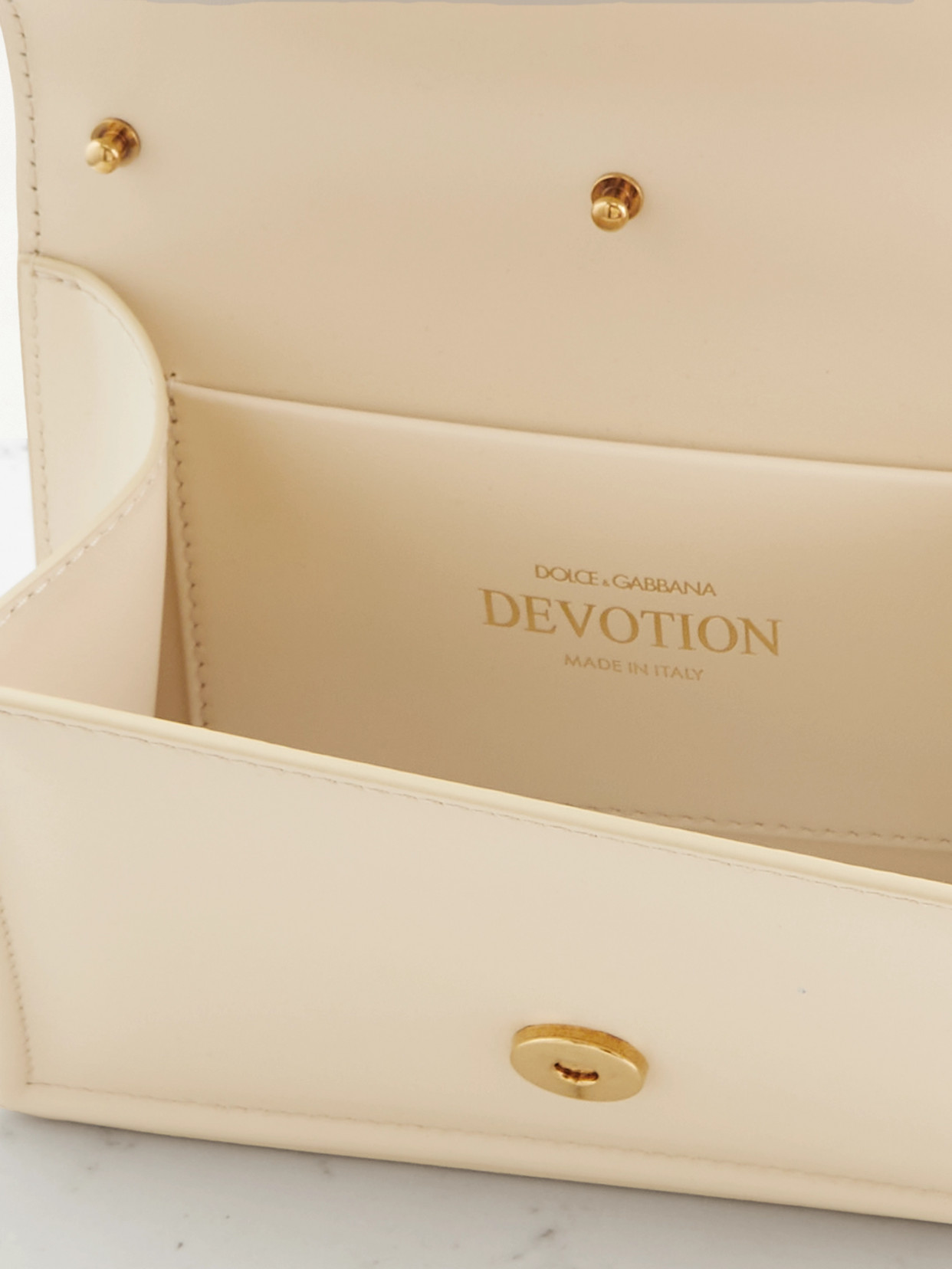 Dolce & Gabbana Devotion Small Embellished Leather Shoulder Bag In White