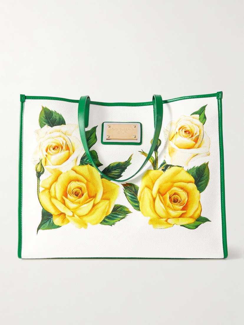 Dolce & Gabbana Floral-print Leather-trimmed Canvas Tote Bag