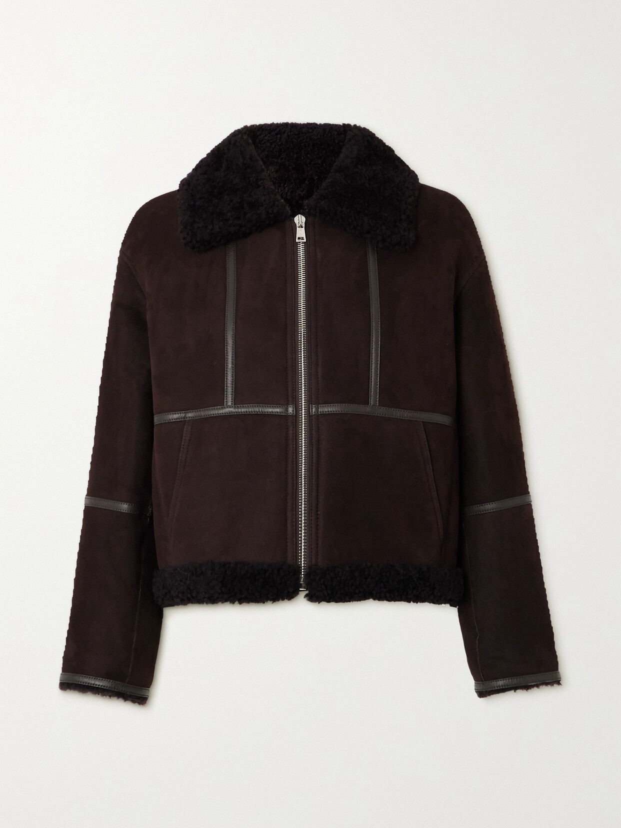 Yves Salomon - Leather-trimmed Shearling Jacket - Brown