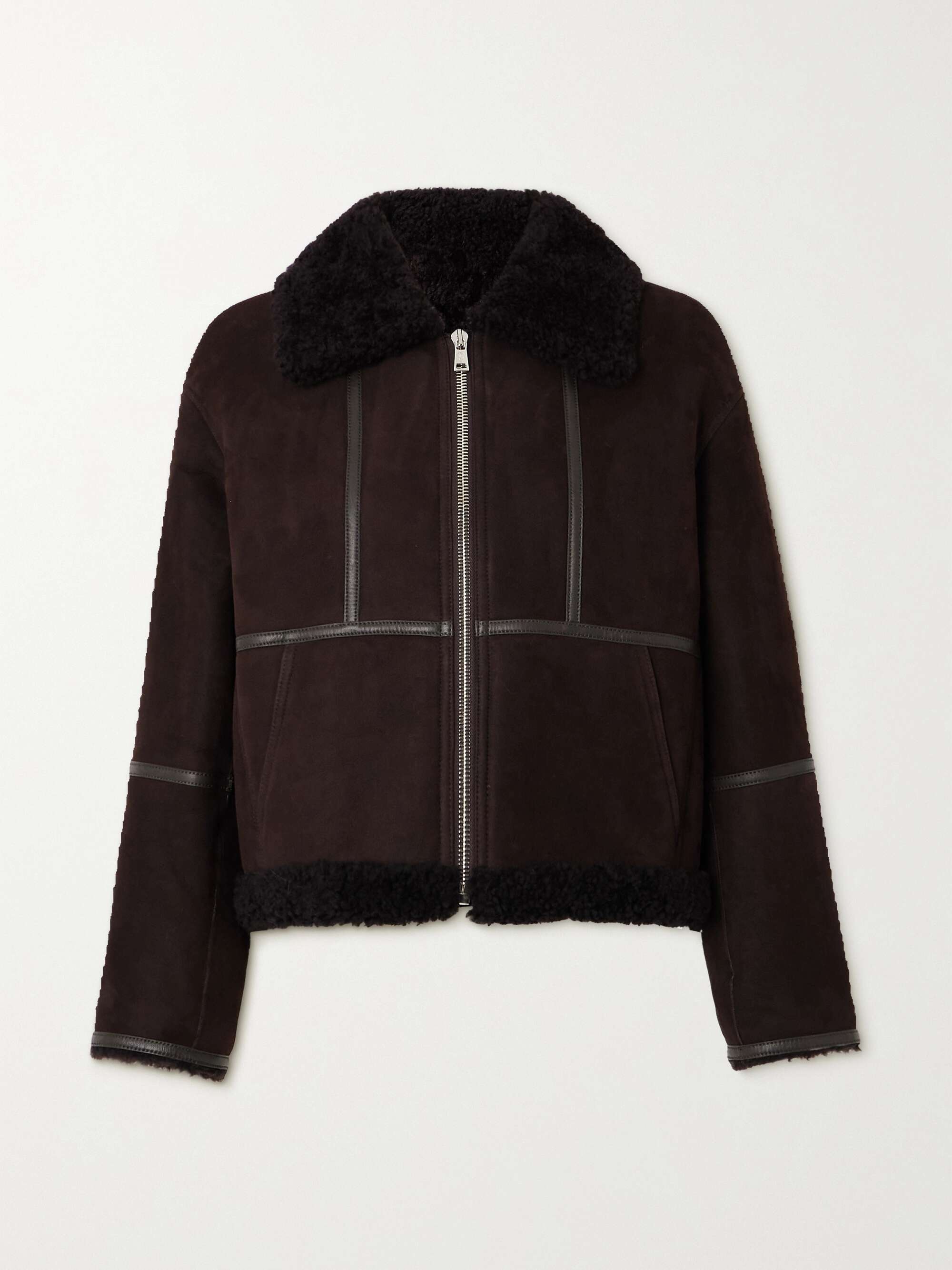 YVES SALOMON Leather-trimmed shearling jacket | NET-A-PORTER