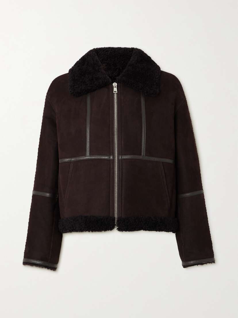 Yves Salomon Leather-trimmed Shearling Jacket