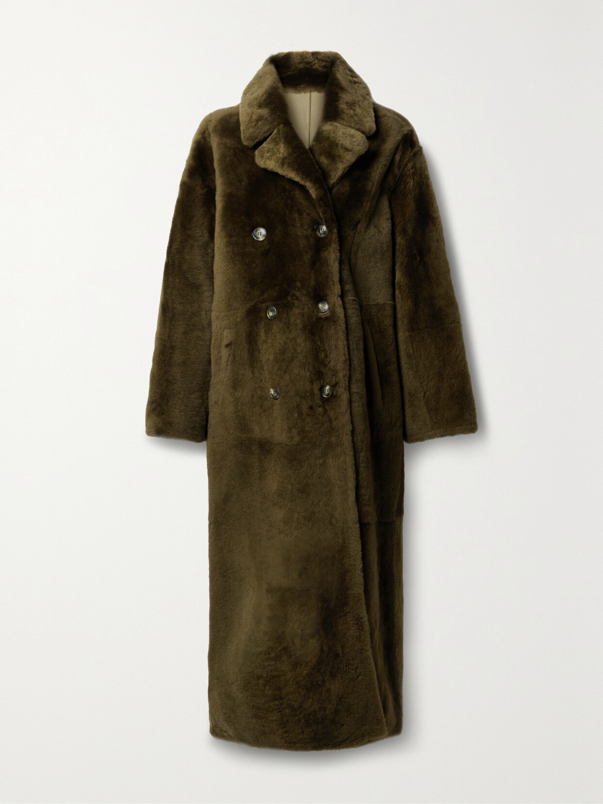 Yves Salomon - Double-breasted Shearling Coat - Green