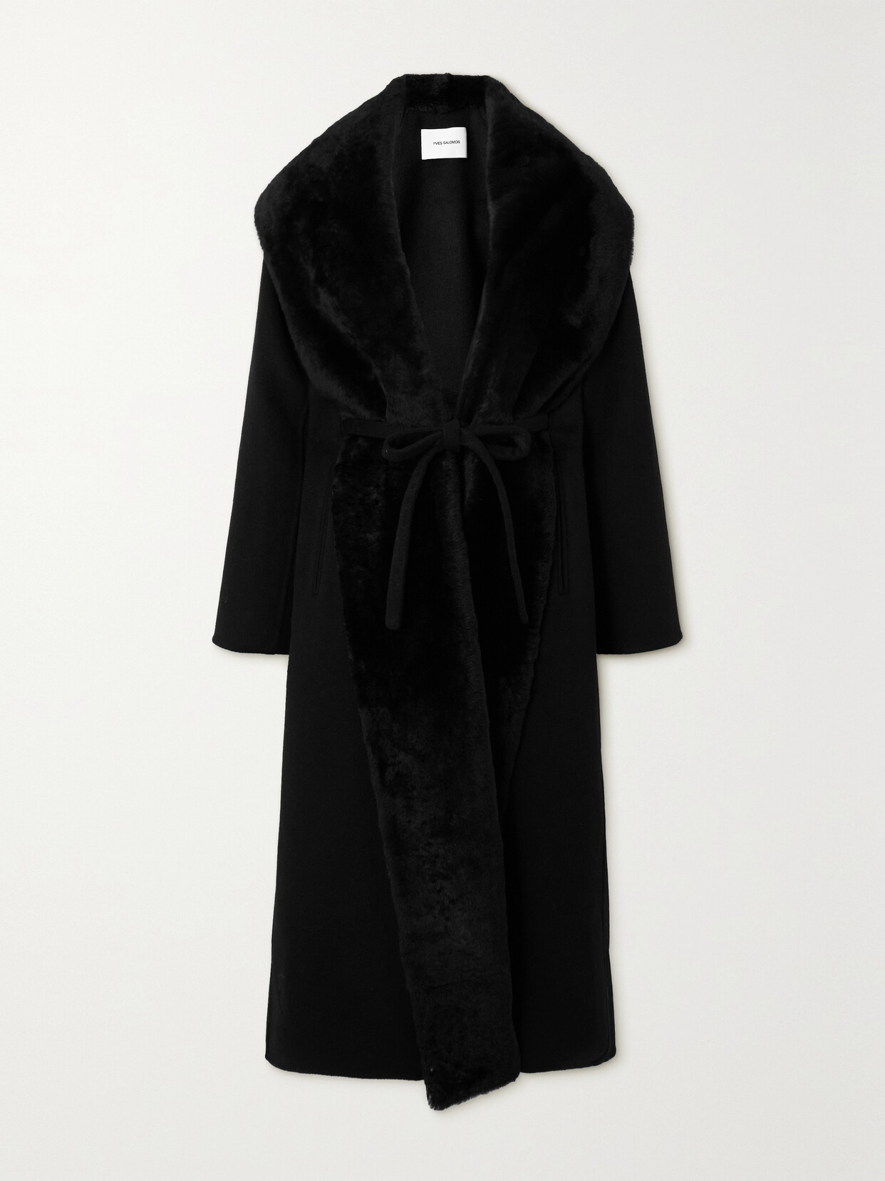 Yves Salomon Shearling-trimmed Wool And Cashmere-blend Coat In Black