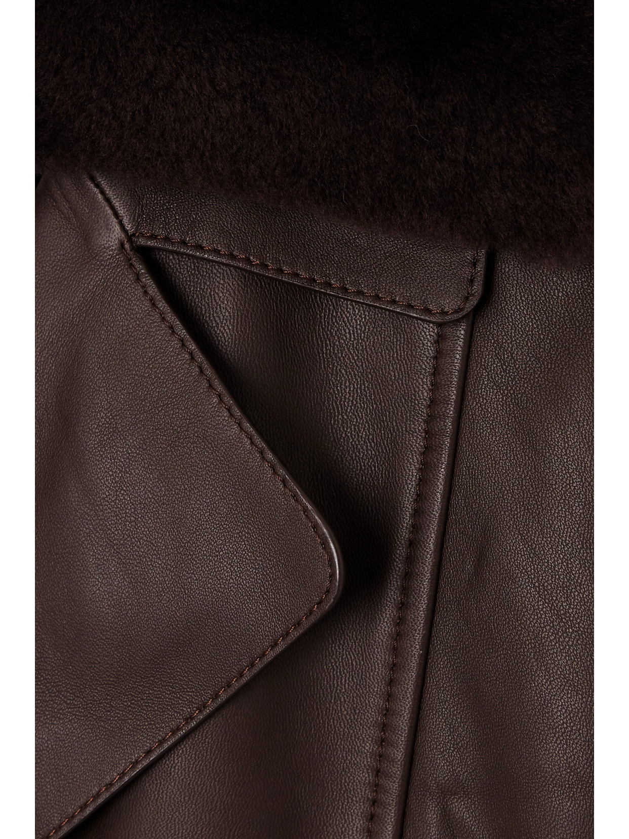 Yves Salomon Belted Shearling-trimmed Leather Coat In Brown