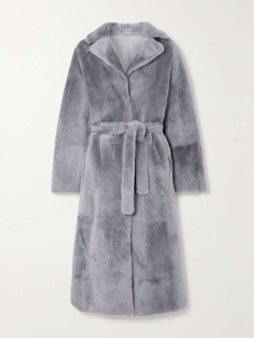 Yves Salomon Belted Shearling Coat