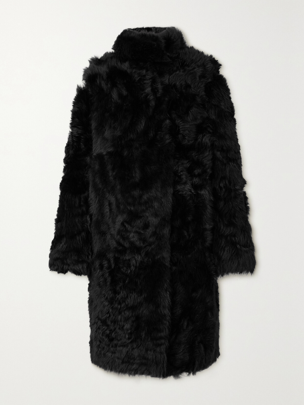 Yves Salomon Toscana Oversized Shearling Coat In Black