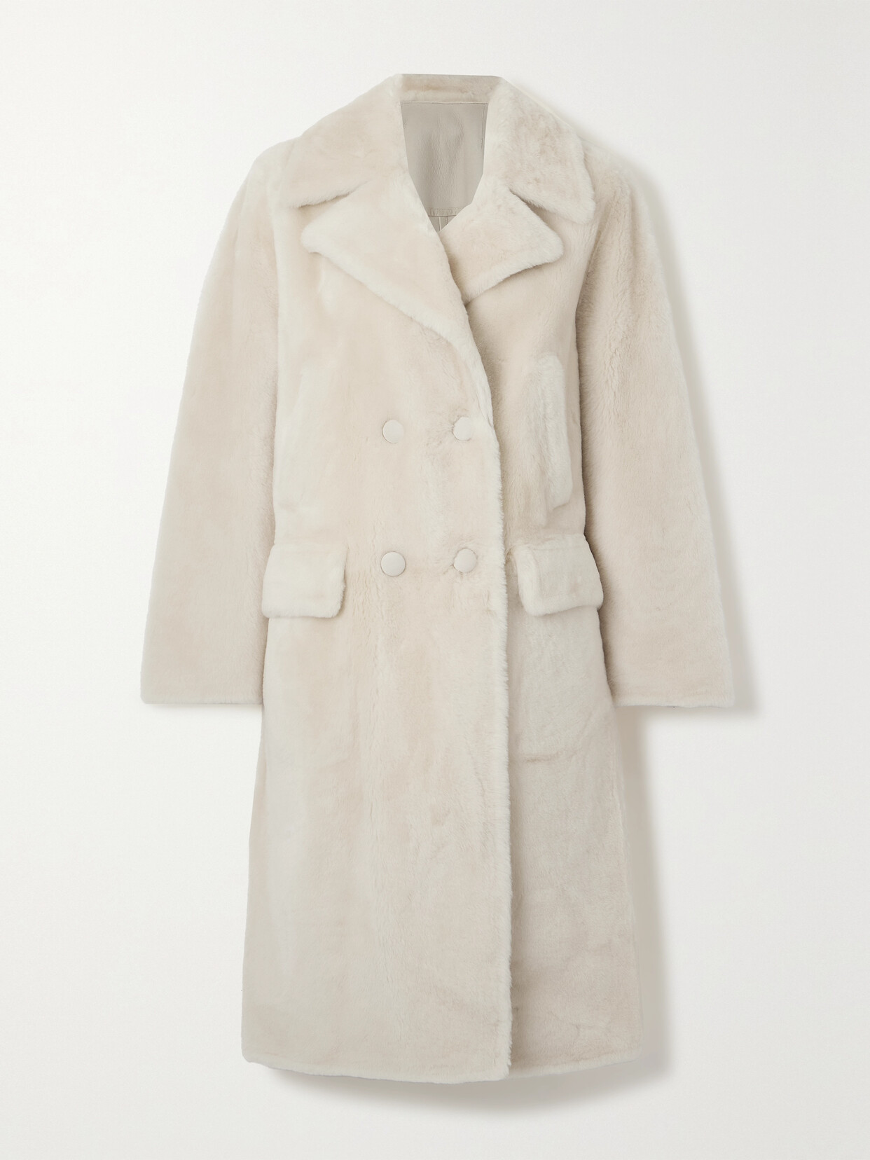 Yves Salomon - Double-breasted Shearling Coat - Off-white