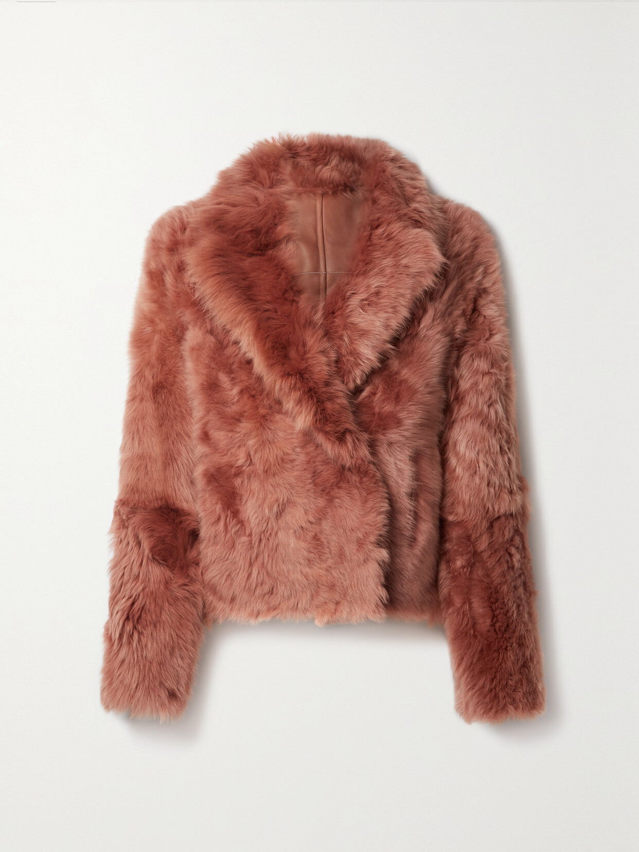 Yves Salomon Cropped Shearling Leather Jacket In Rose