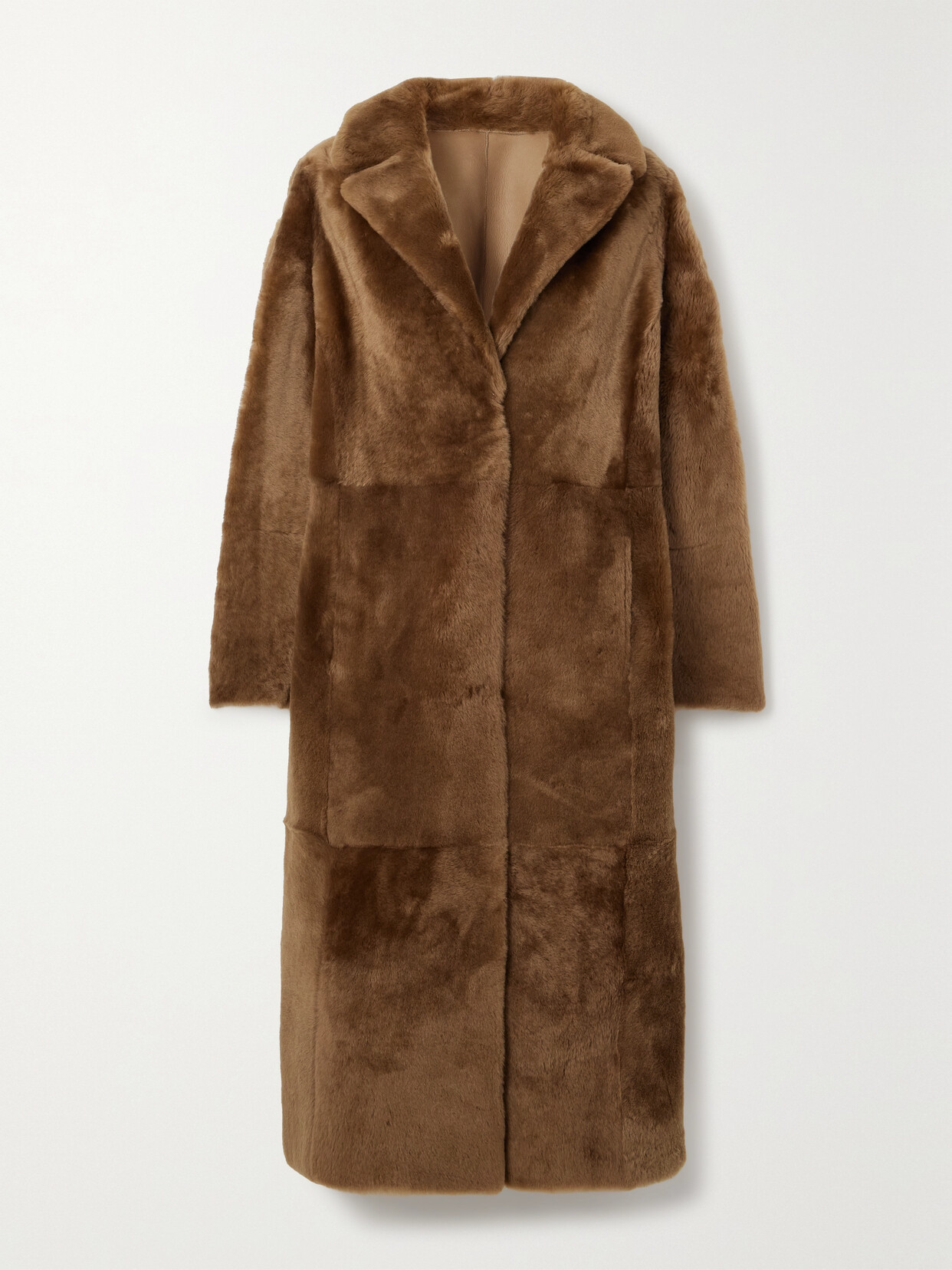 Yves Salomon Shearling Coat In Brown