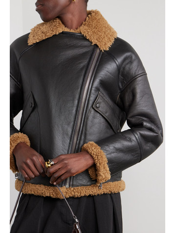 Yves Salomon Shearling-trimmed leather jacket