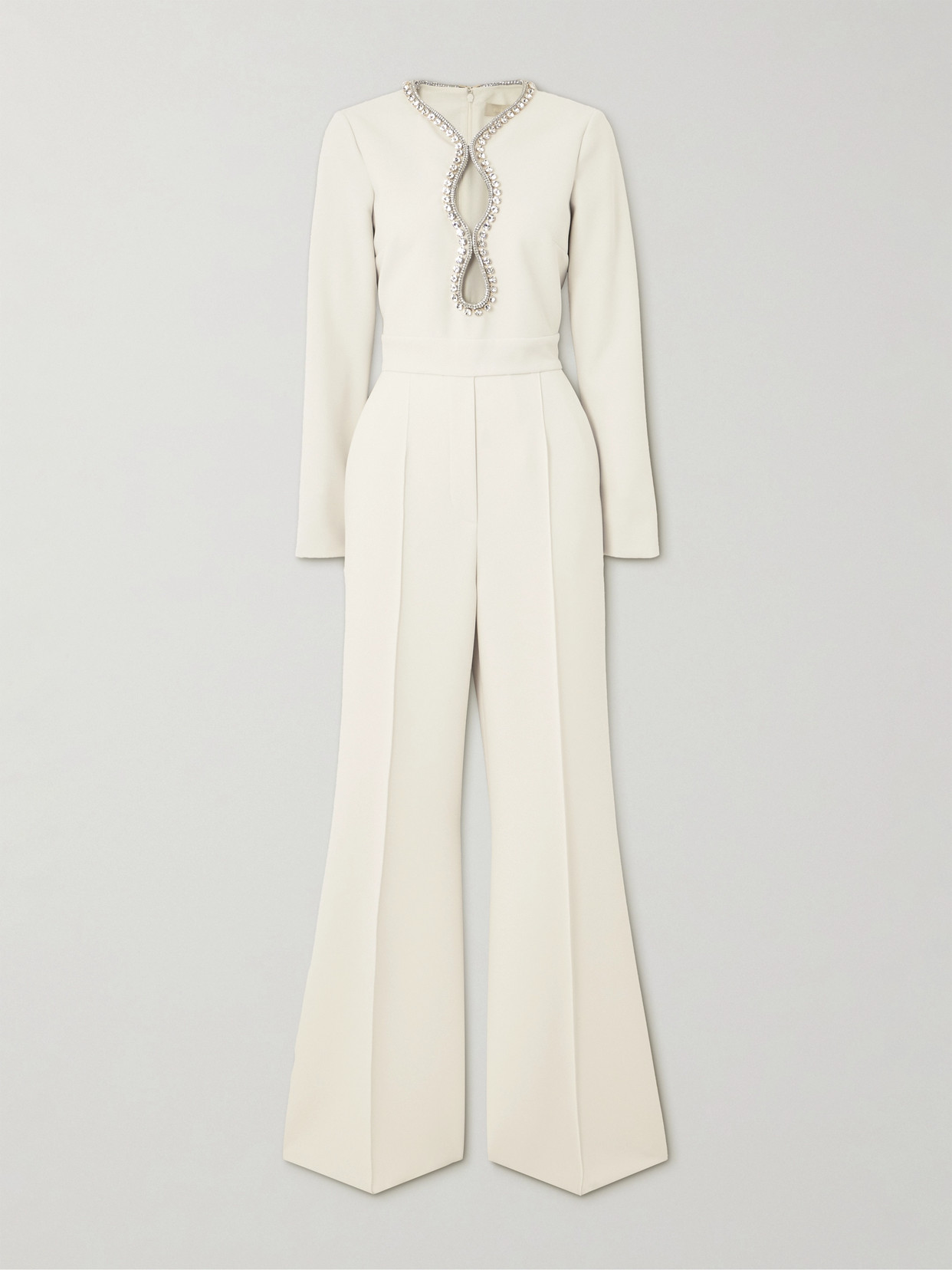 Elie Saab Embellished Cutout Stretch-cady Jumpsuit - White