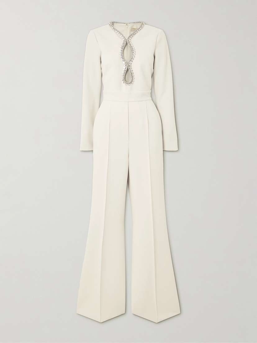 Elie Saab Embellished Cutout Stretch-cady Jumpsuit