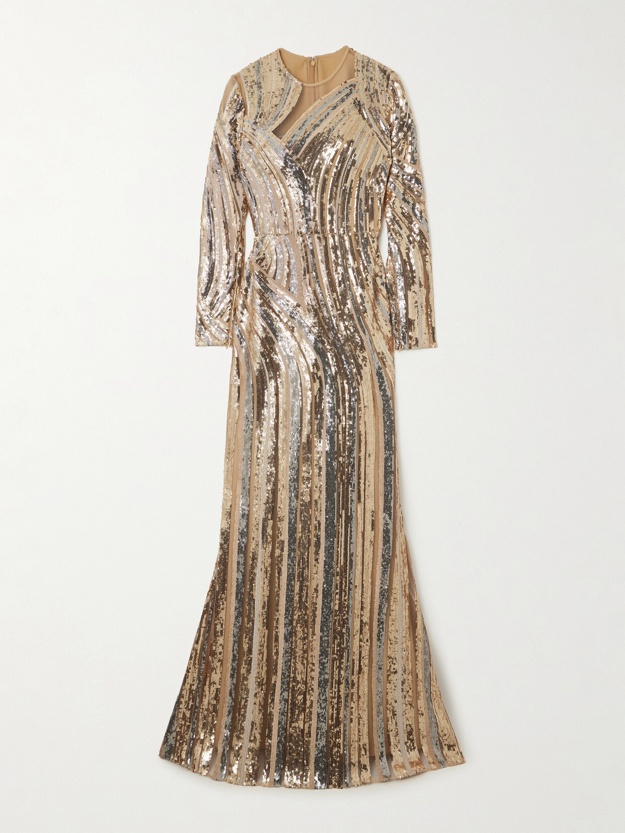 Elie Saab Sequined Gown In Gold