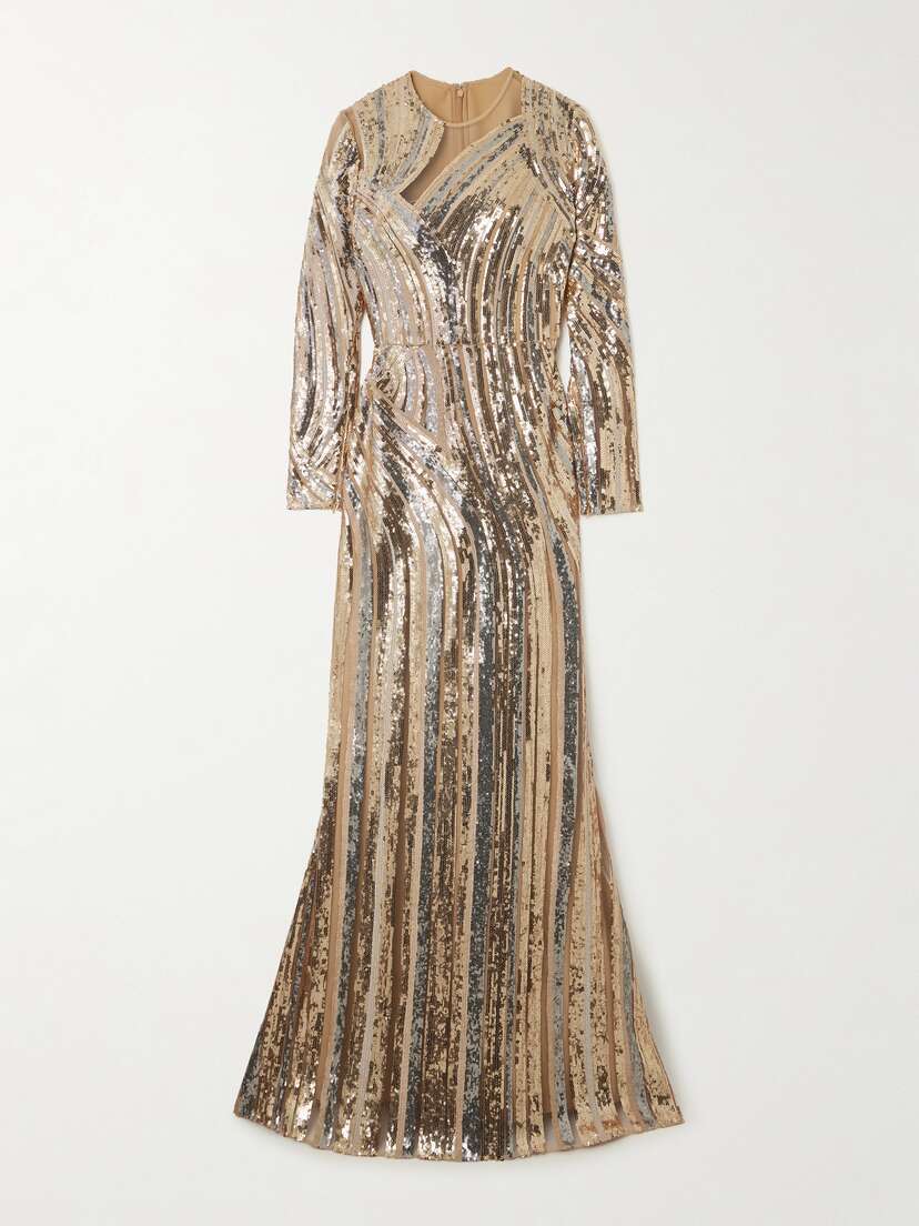 Elie Saab Sequined Tulle Gown