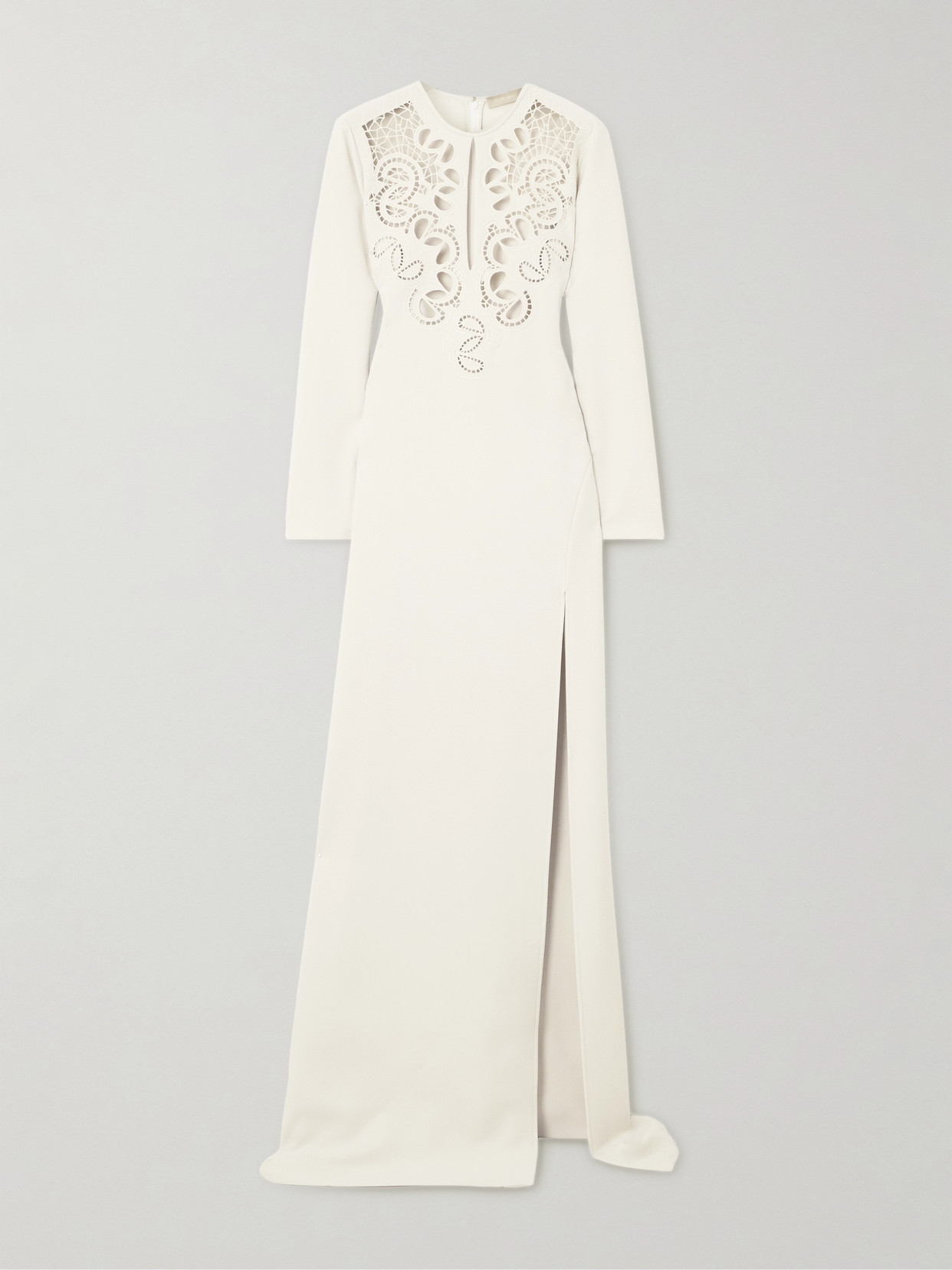 Elie Saab Broderie Anglaise Cady Gown In White