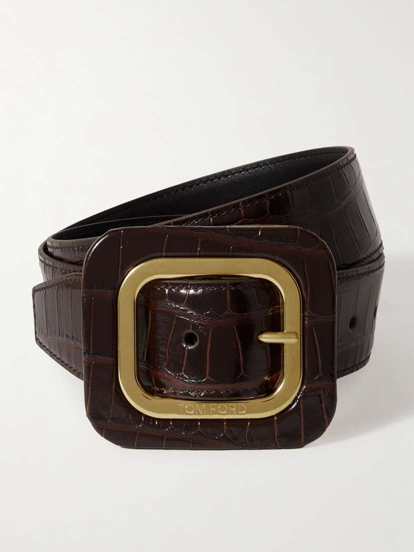 Tom Ford Frame Croc-effect Glossed-leather Waist Belt