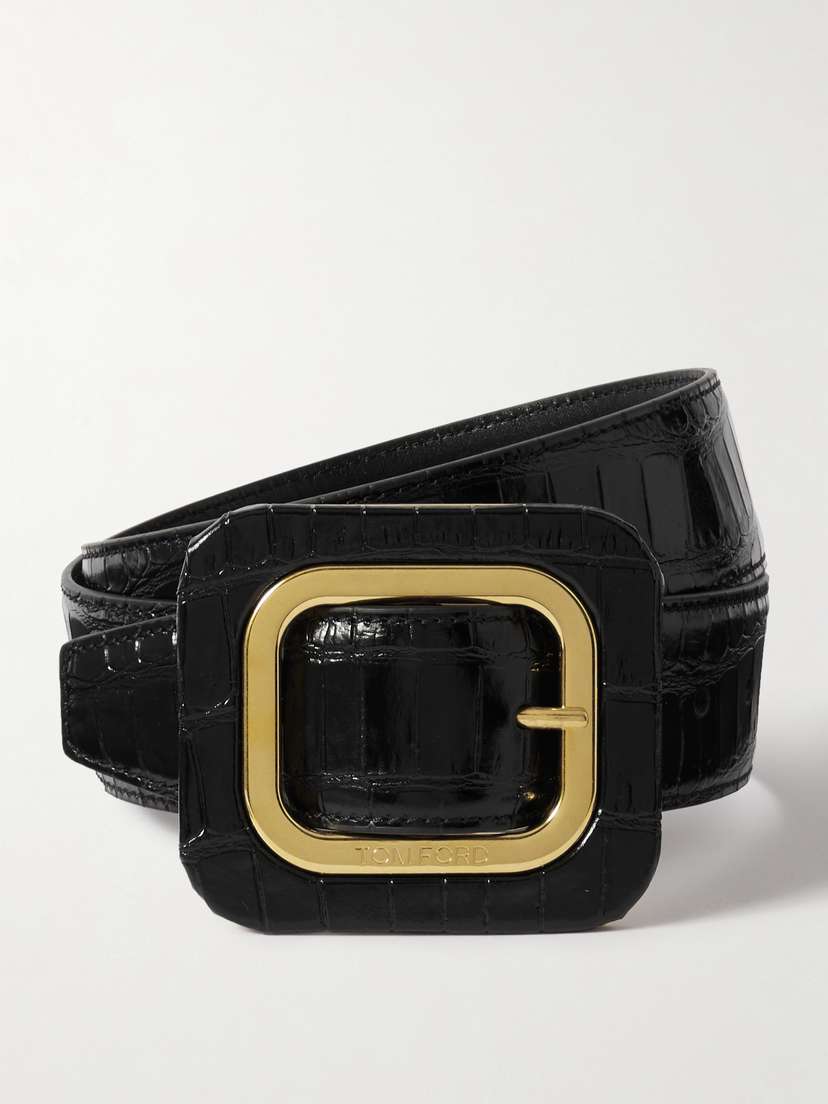 Tom Ford Frame Croc-effect Glossed-leather Waist Belt
