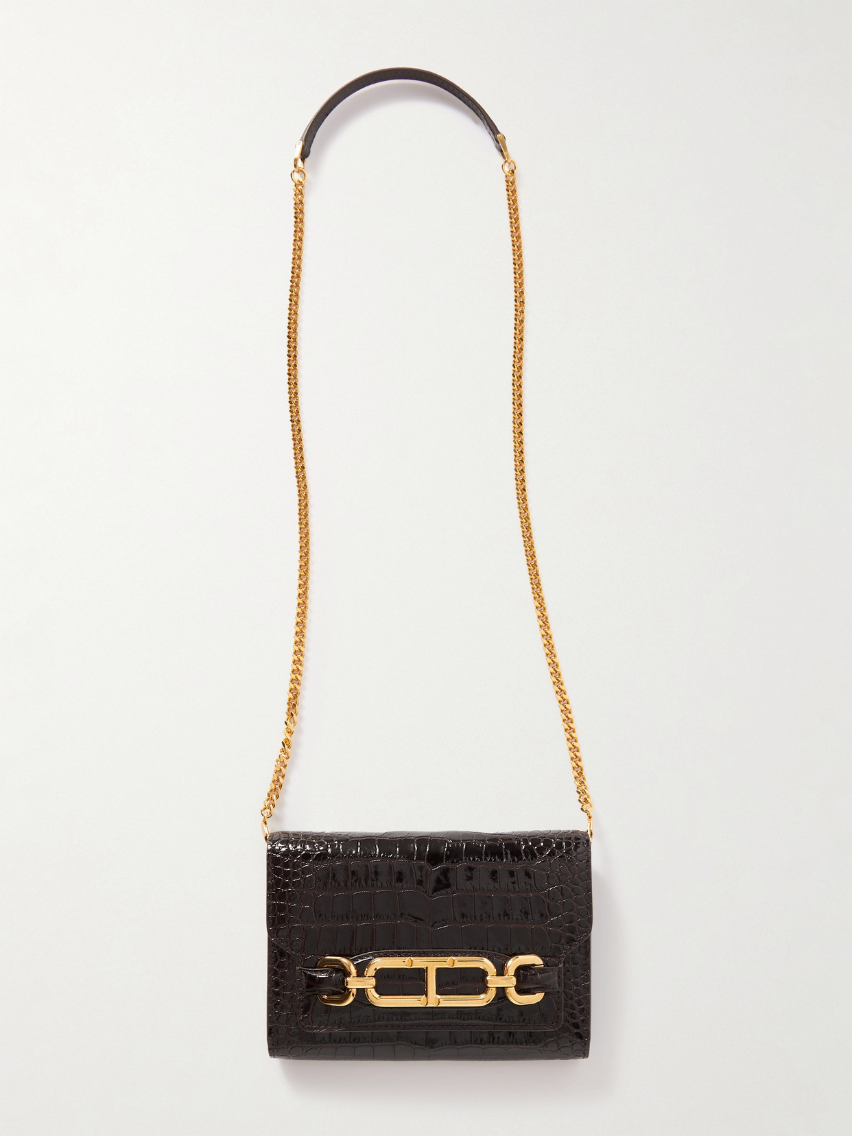 TOM FORD - Whitney Mini Croc-effect Leather Shoulder Bag - Brown