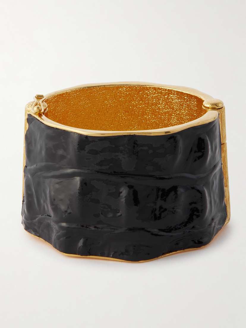 Tom Ford Solar Gold-tone And Croc-effect Leather Cuff
