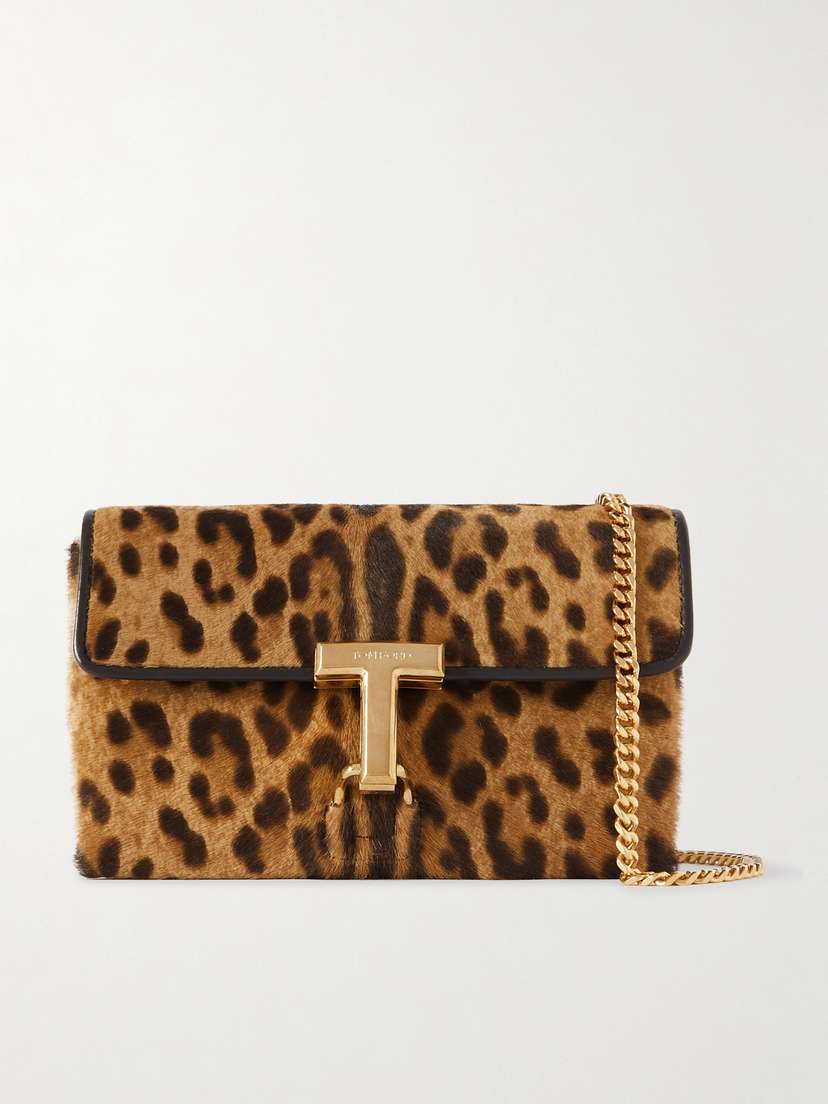 Tom Ford Monarch Mini Leather-trimmed Leopard-print Calf Hair Shoulder Bag