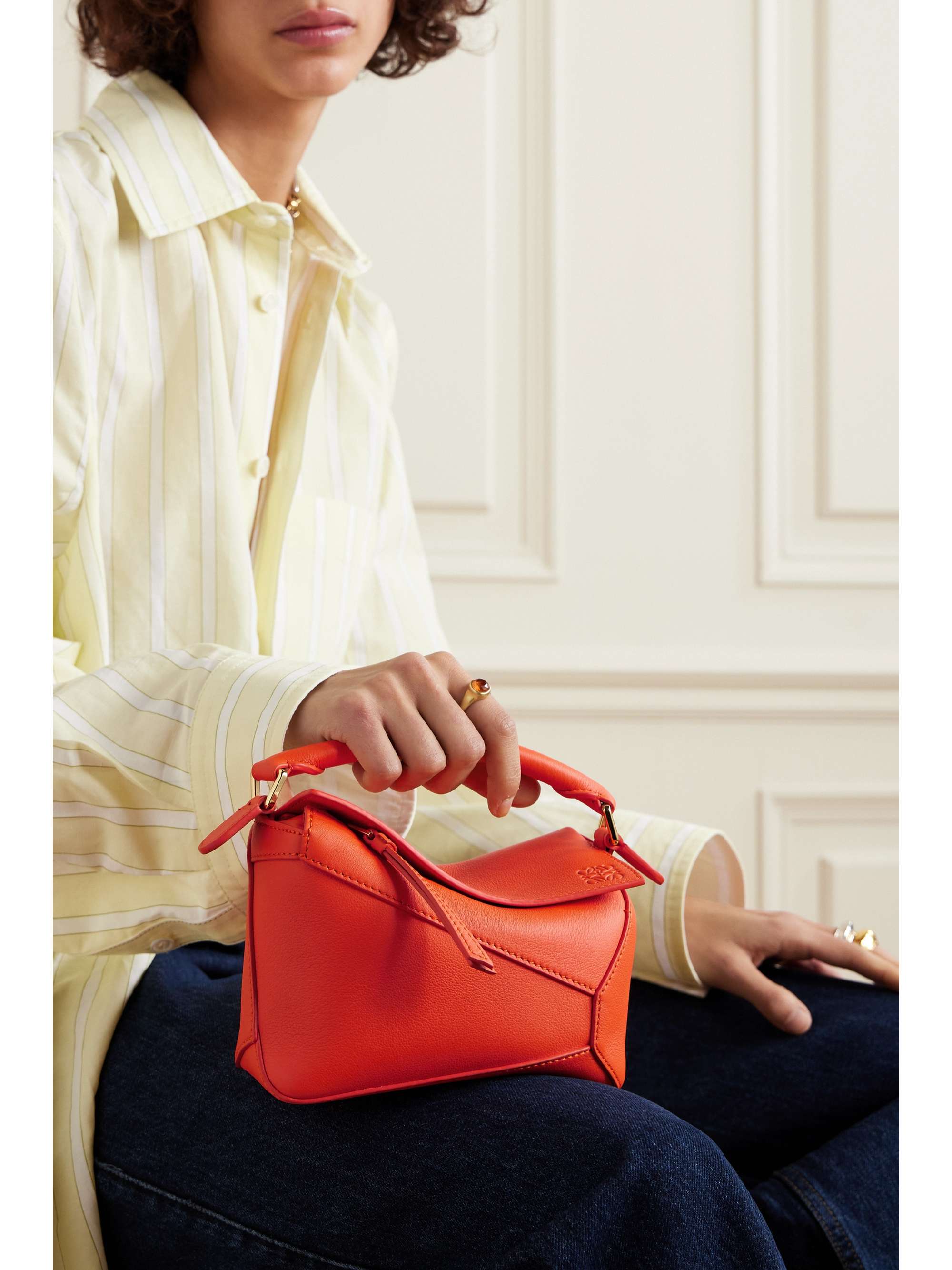 Shop LOEWE Mini Puzzle Edge Leather Shoulder Bag