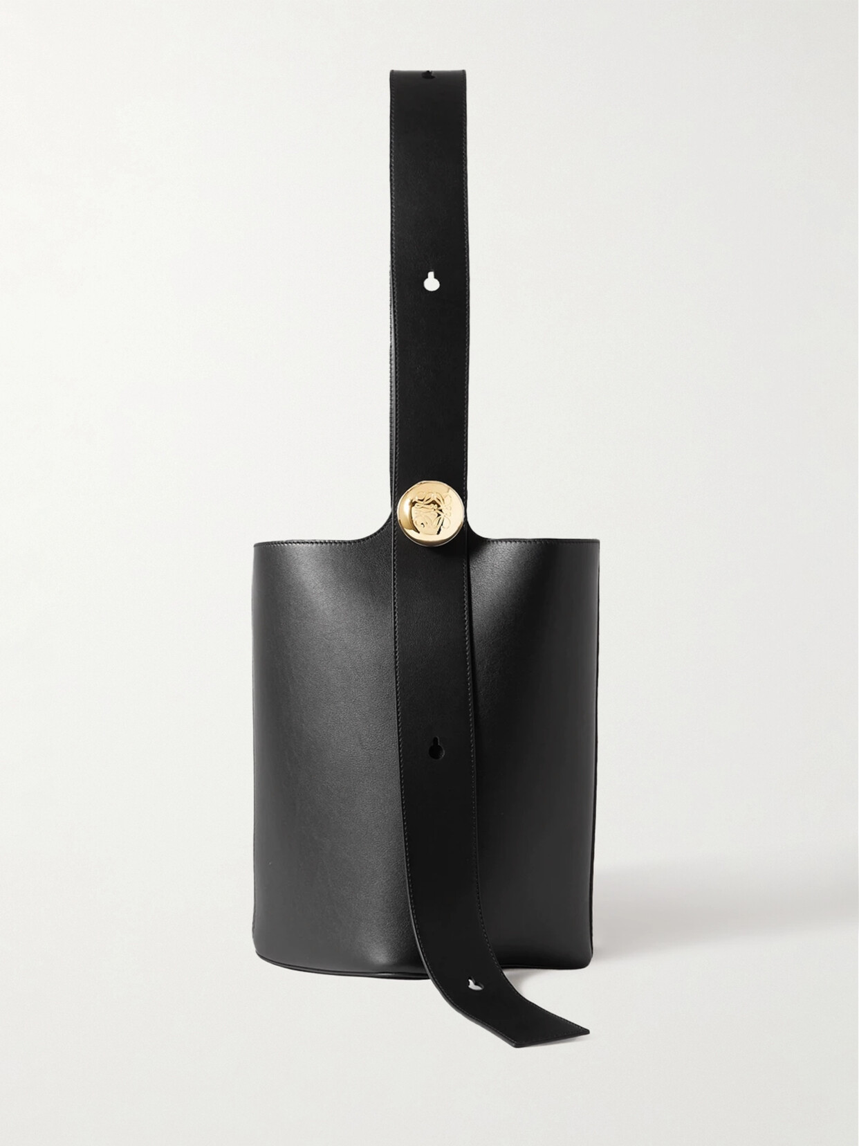 Loewe - Pebble Embellished Leather Bucket Bag - Black