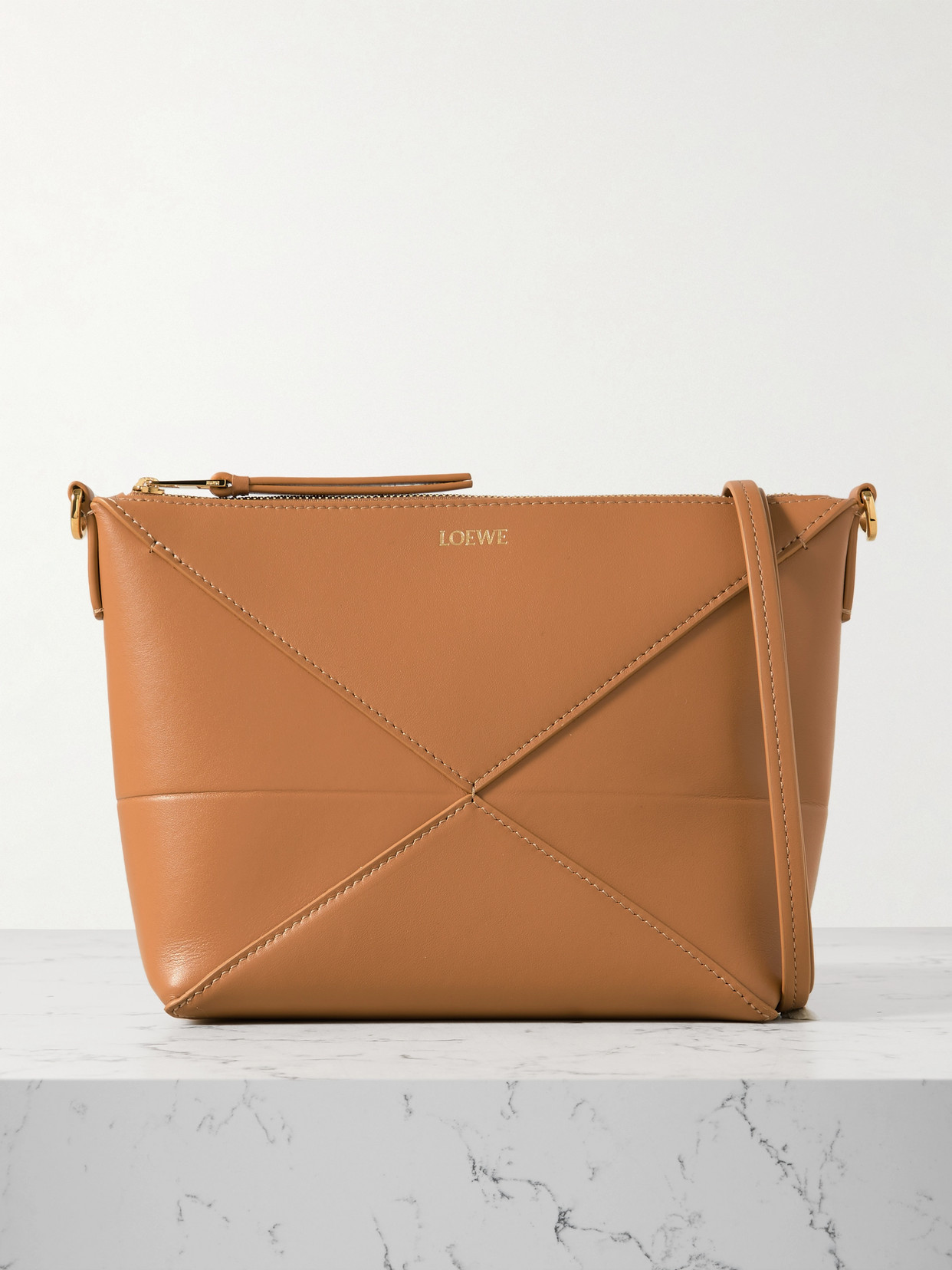 Loewe Puzzle Fold Leather Clutch In Brown