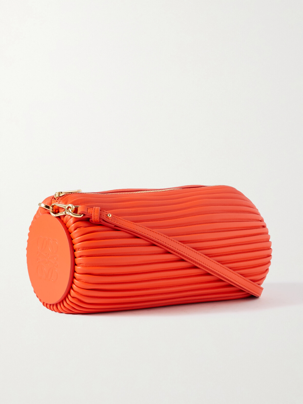 Loewe - Bracelet Pleated Leather Clutch - Orange