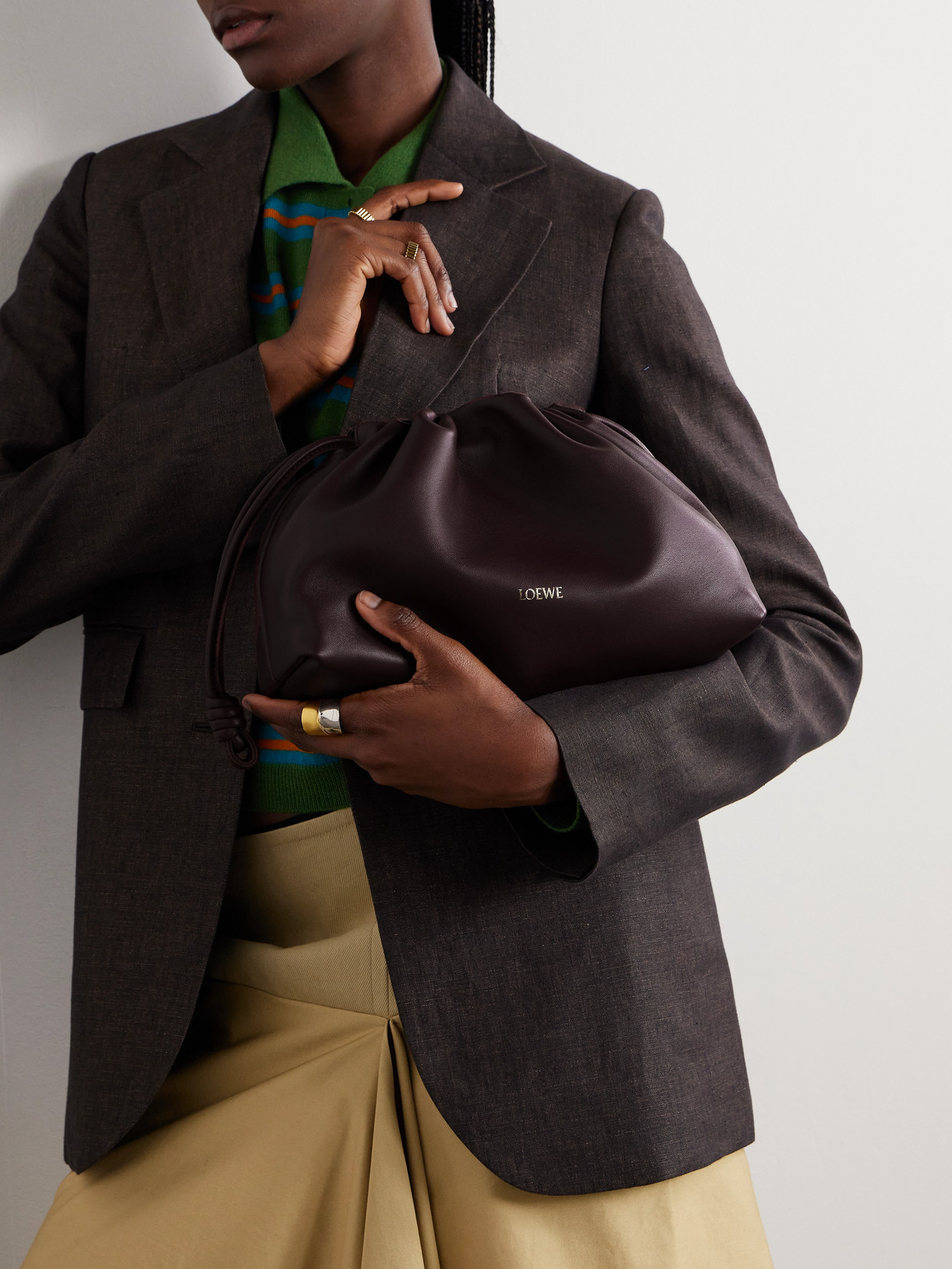 Loewe Large Flamenco Purse In Mellow Nappa Lambskin In Burgundy