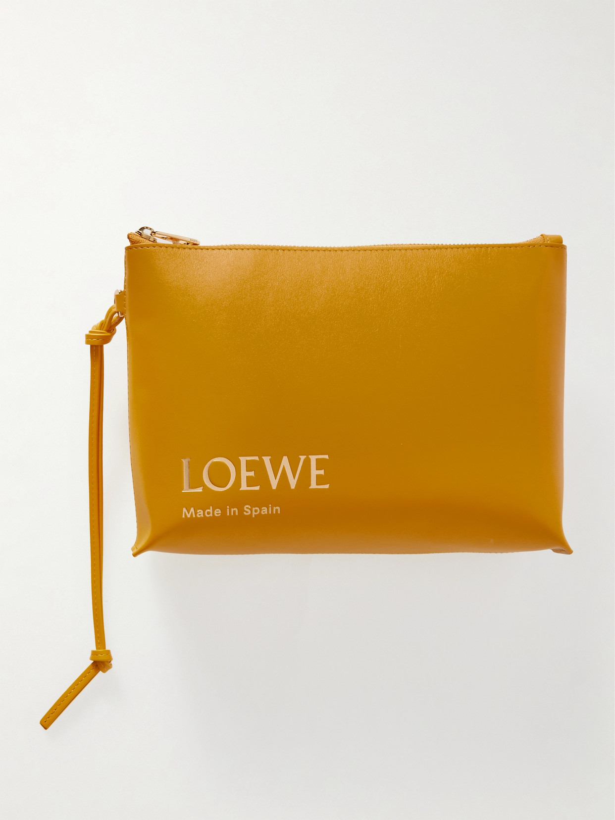 Loewe Debossed Leather Clutch In Metallic