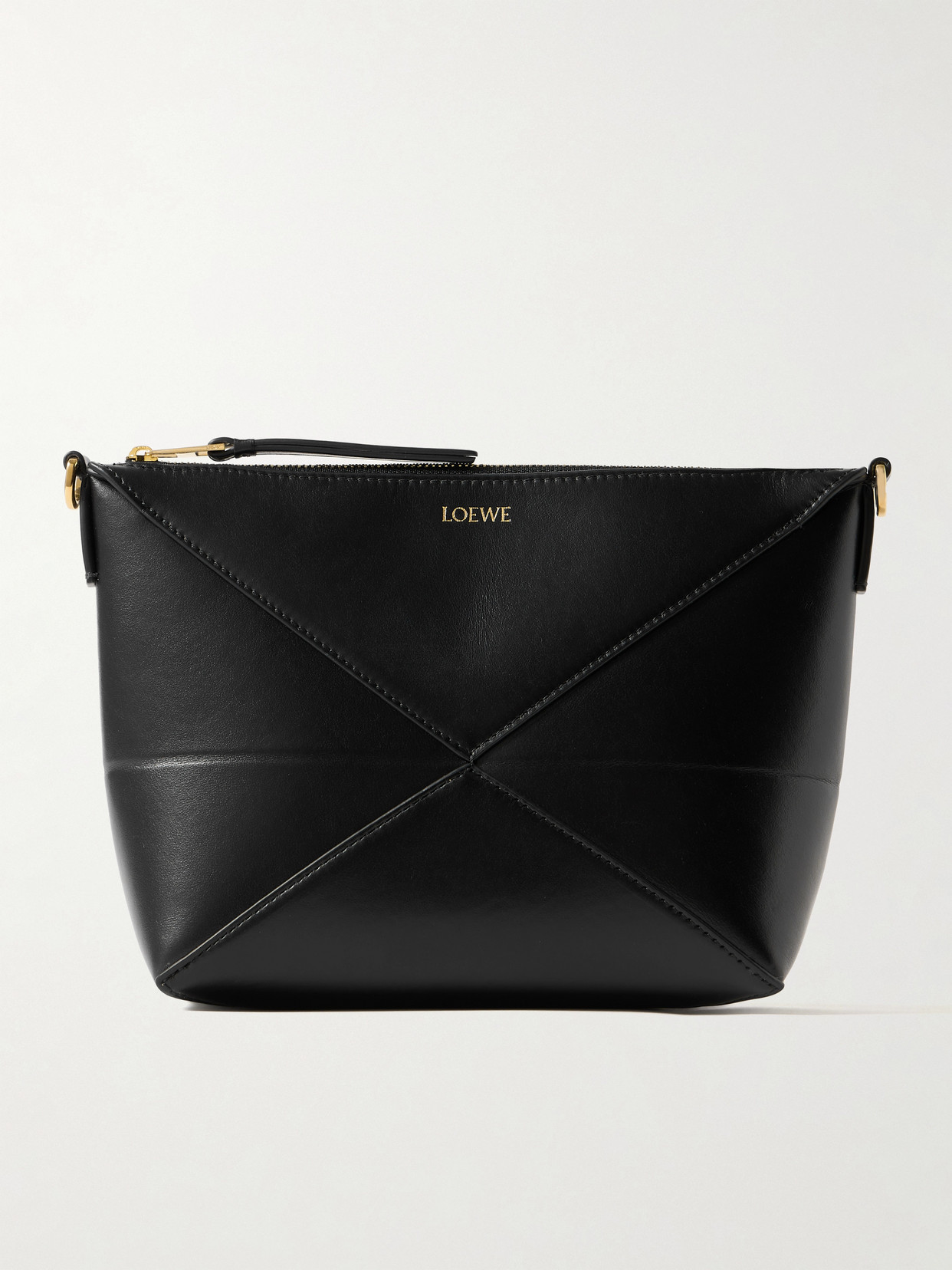 Loewe Puzzle Fold Leather Pouch In Black