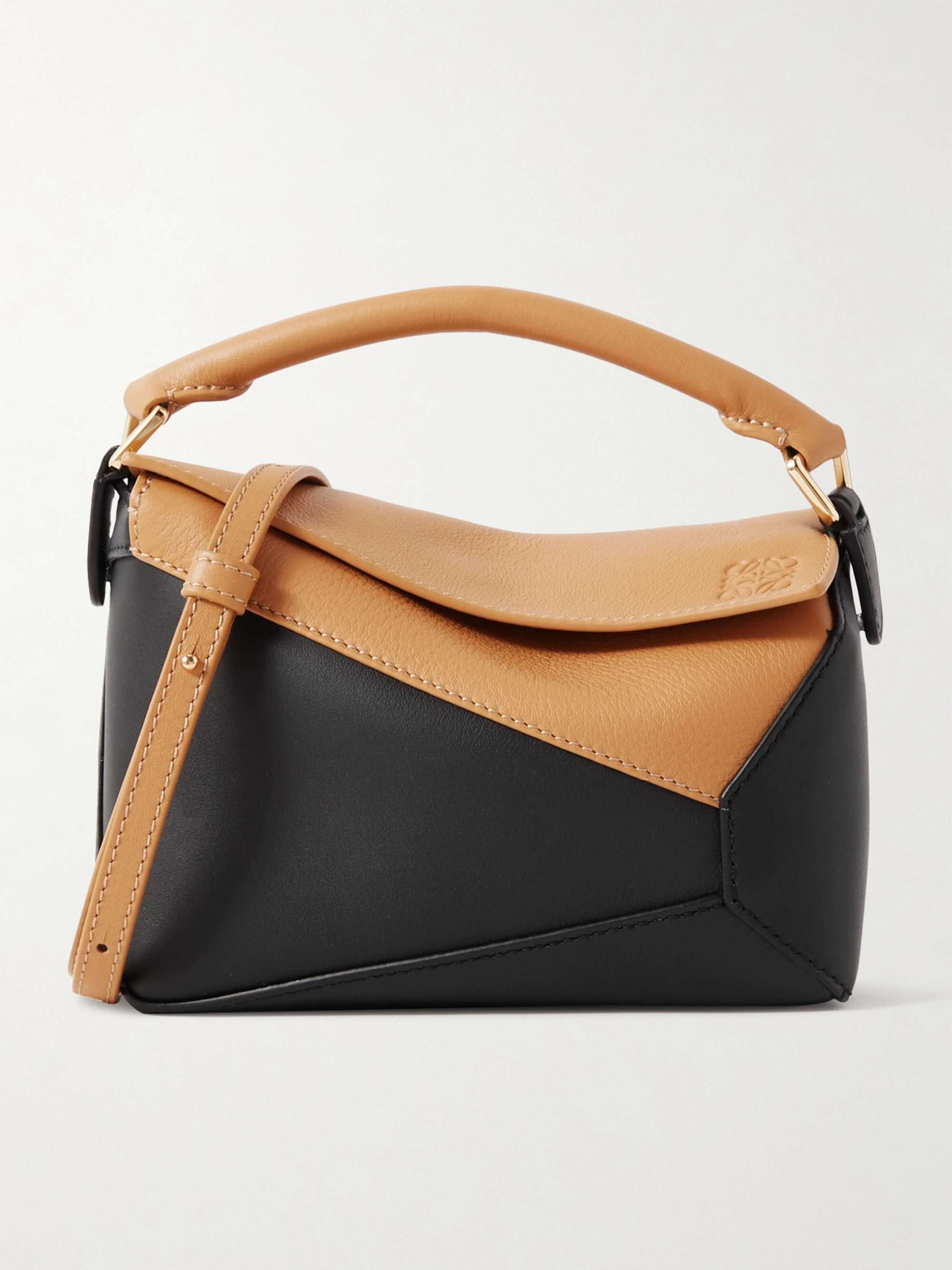 LOEWE Puzzle Edge mini two-tone textured-leather shoulder bag | NET-A ...