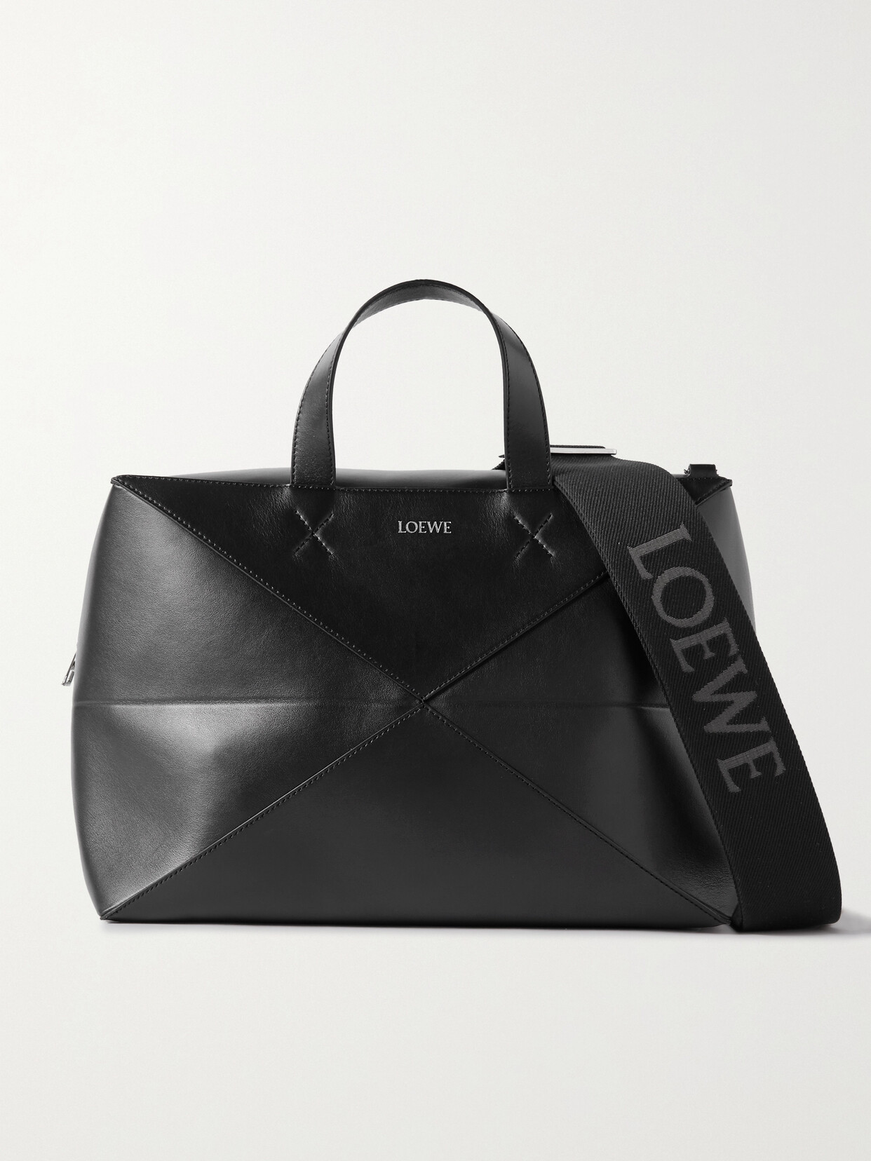 Loewe - Puzzle Fold Large Convertible Leather Weekend Bag - Black