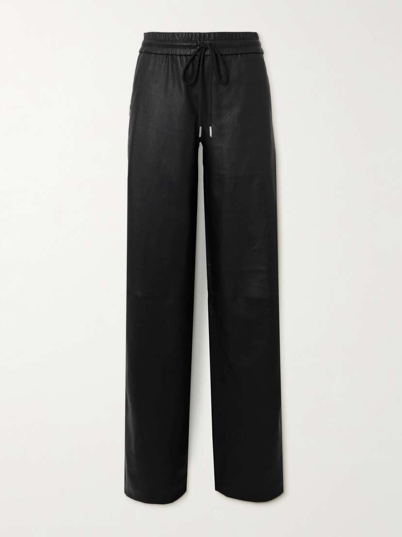 Sprwmn Striped Leather Straight-leg Sweatpants - x small