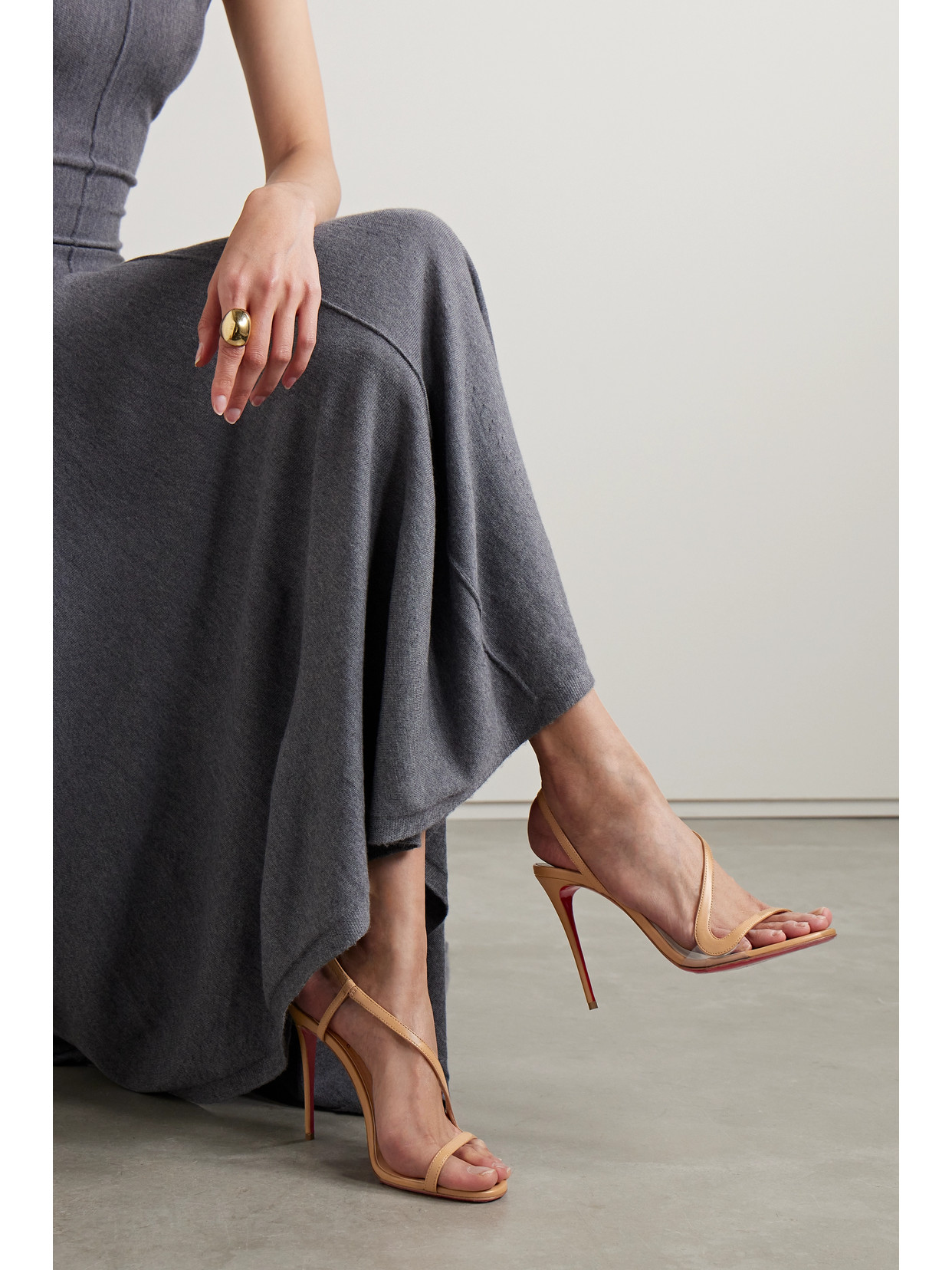 Christian Louboutin Rosalie 100 Leather Sandal In Neutrals