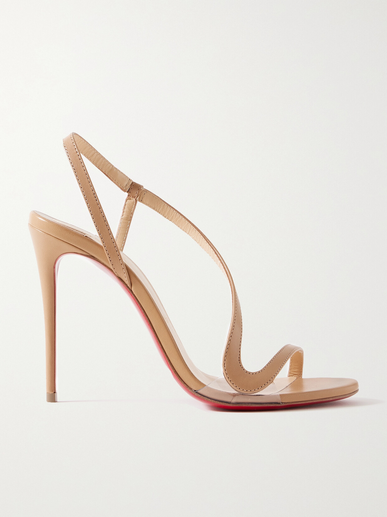 Shop Christian Louboutin Rosalie 100 Pvc-trimmed Leather Sandals In Neutrals