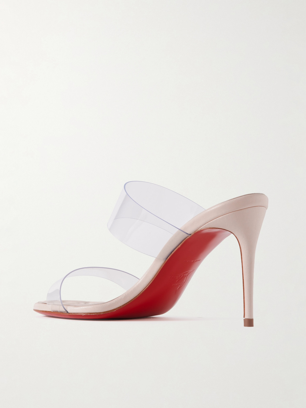 Shop Christian Louboutin Just Loubi 85 Pvc Mules In Off-white