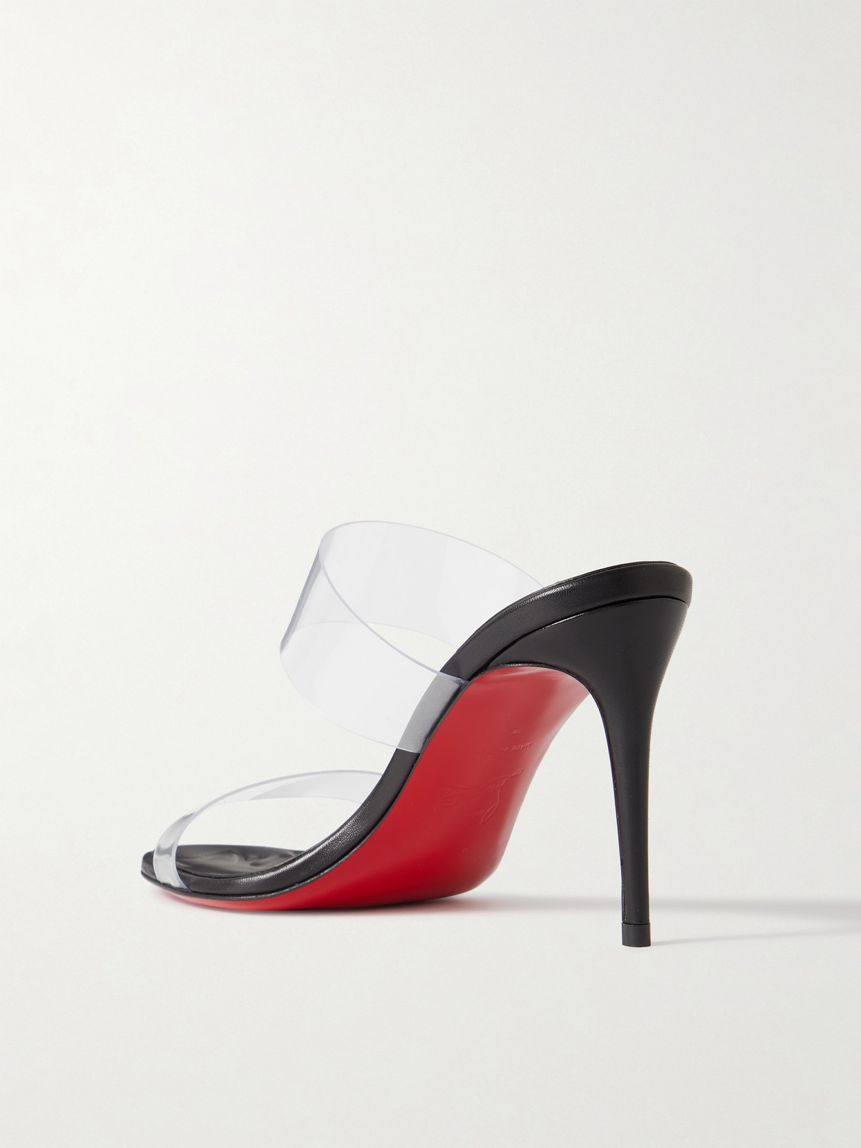 Christian Louboutin Just Nothing 85 Pvc And Patent-leather Mules In Black