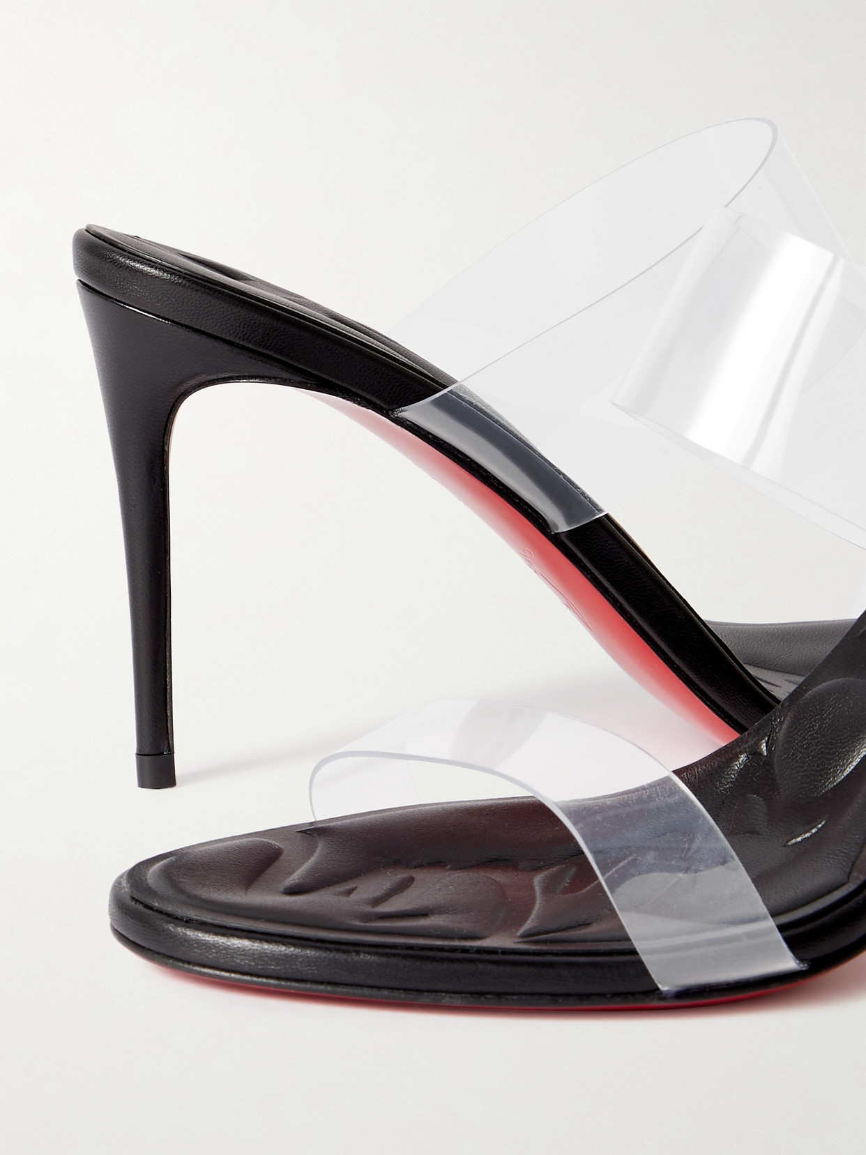 Shop Christian Louboutin Just Loubi 85 Pvc Mules In Black