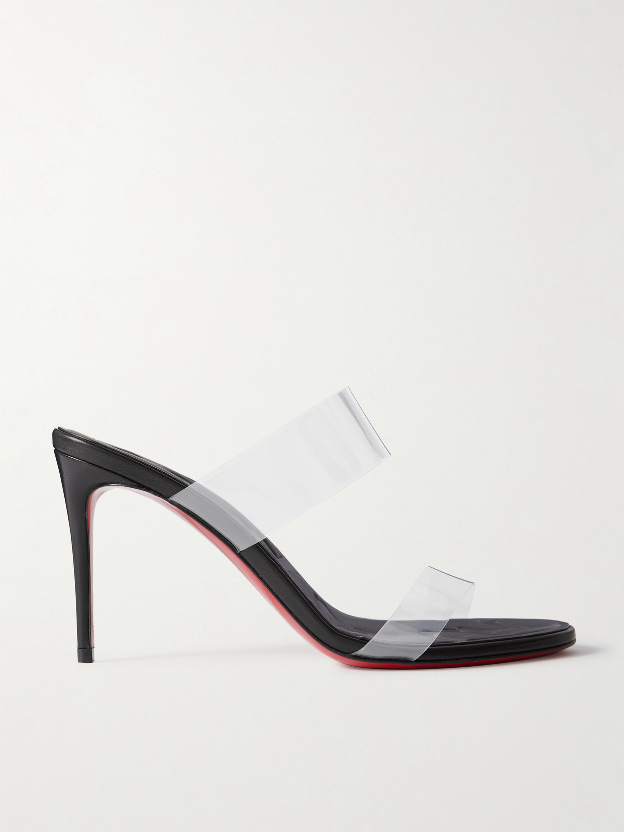 Christian Louboutin Just Nothing 85 Pvc And Patent-leather Mules In Black