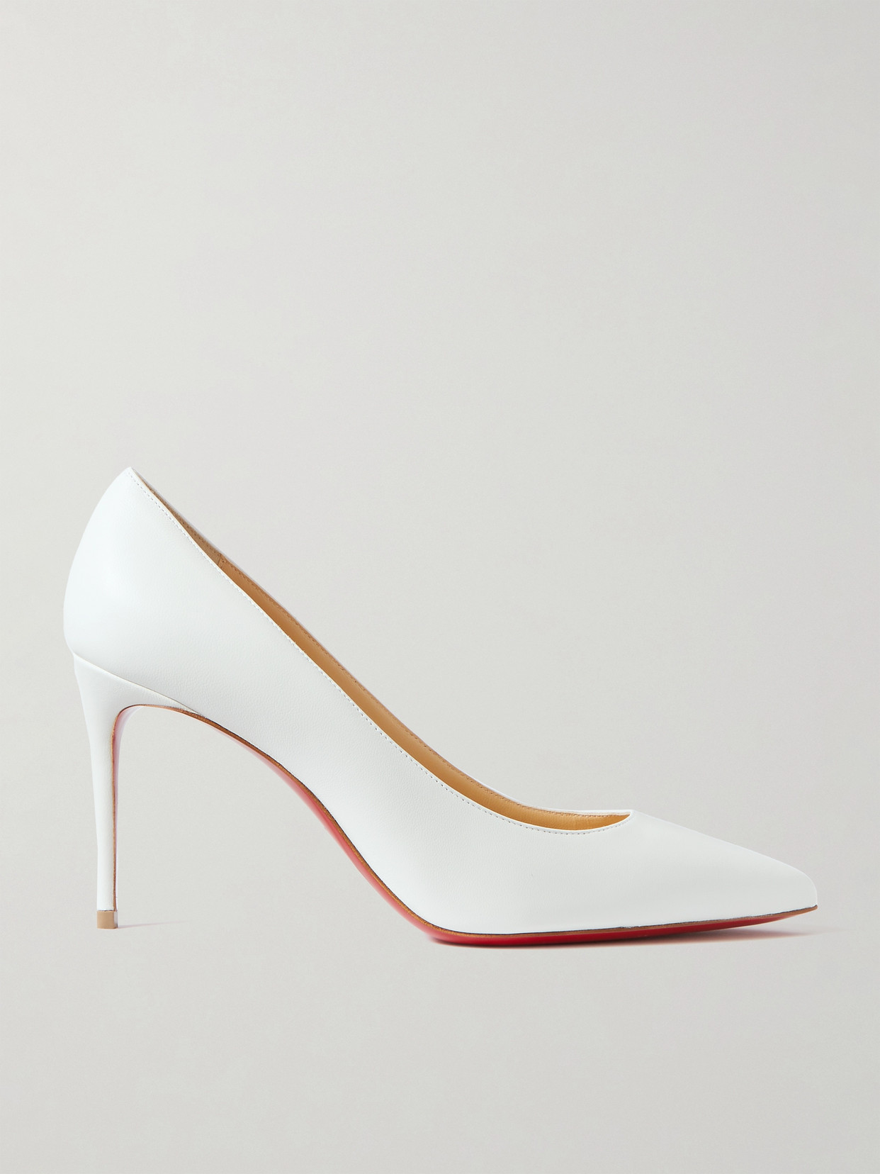 Christian Louboutin Kate 85 Leather Pumps In White