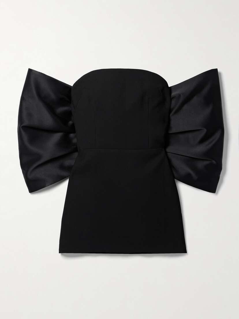 Mônot Strapless Bow-embellished Charmeuse And Cady Mini Dress