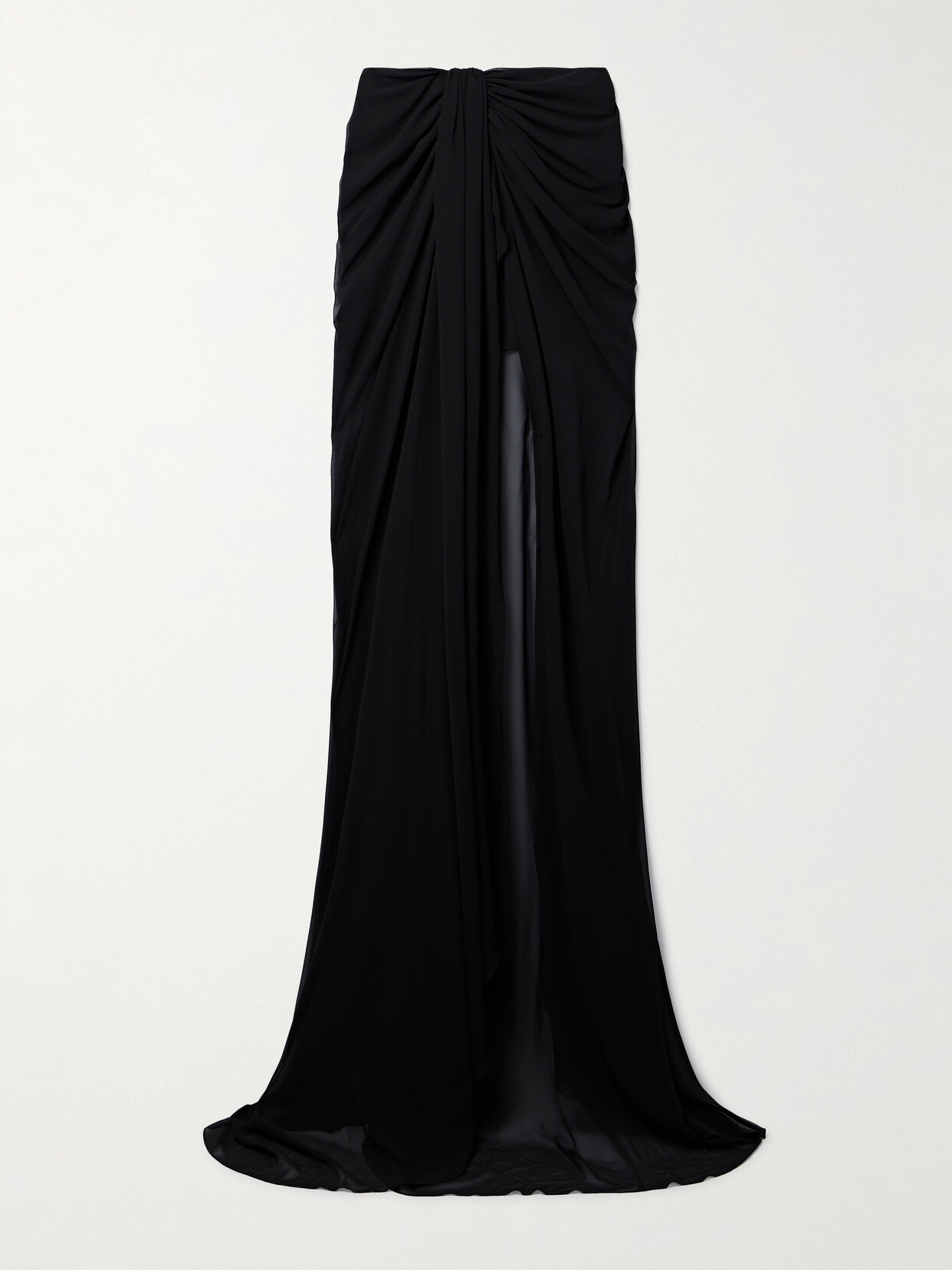 Shop Monot Draped Chiffon Maxi Skirt In Black