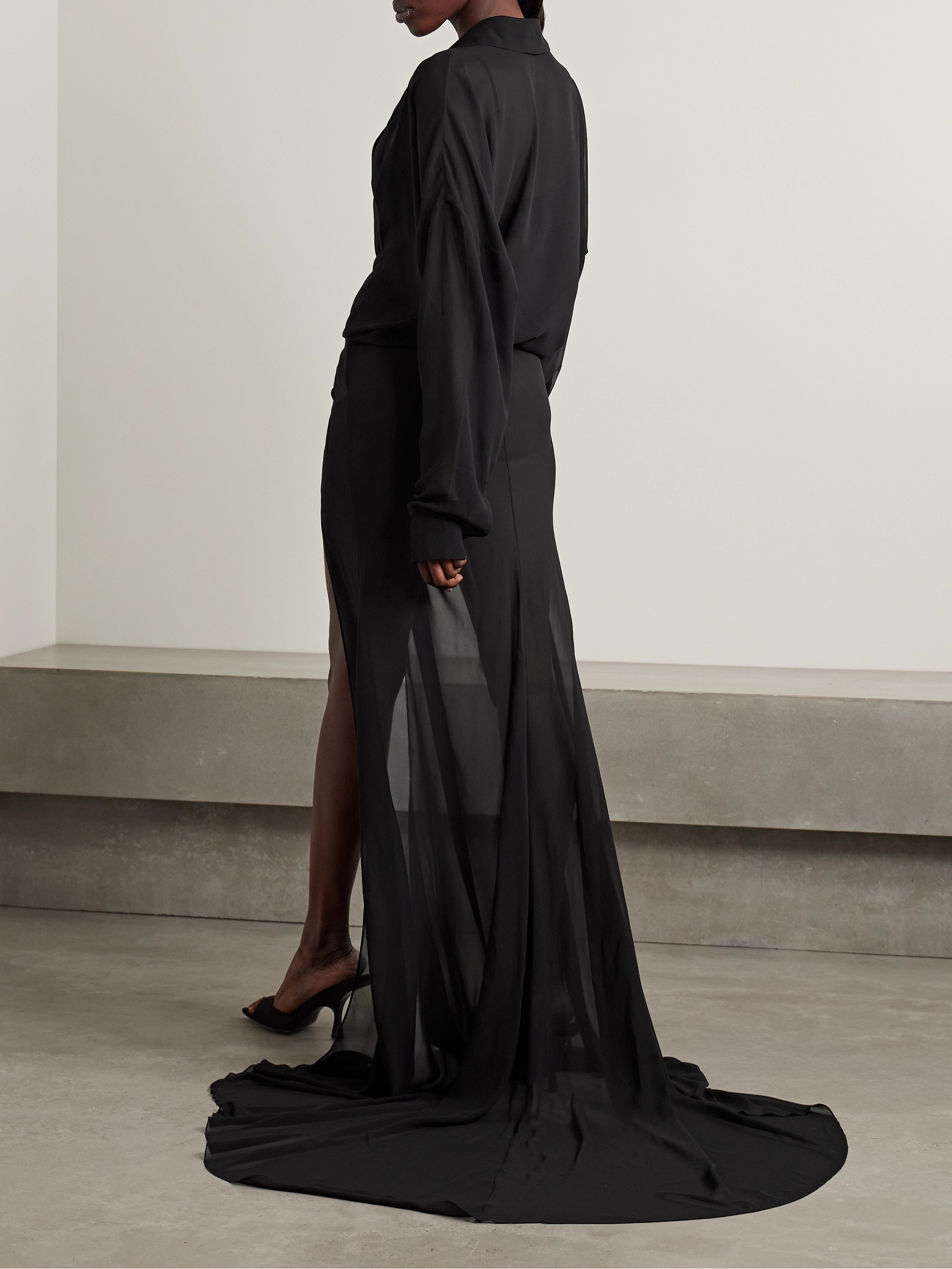 Mônot Cami wrap-effect chiffon maxi dress