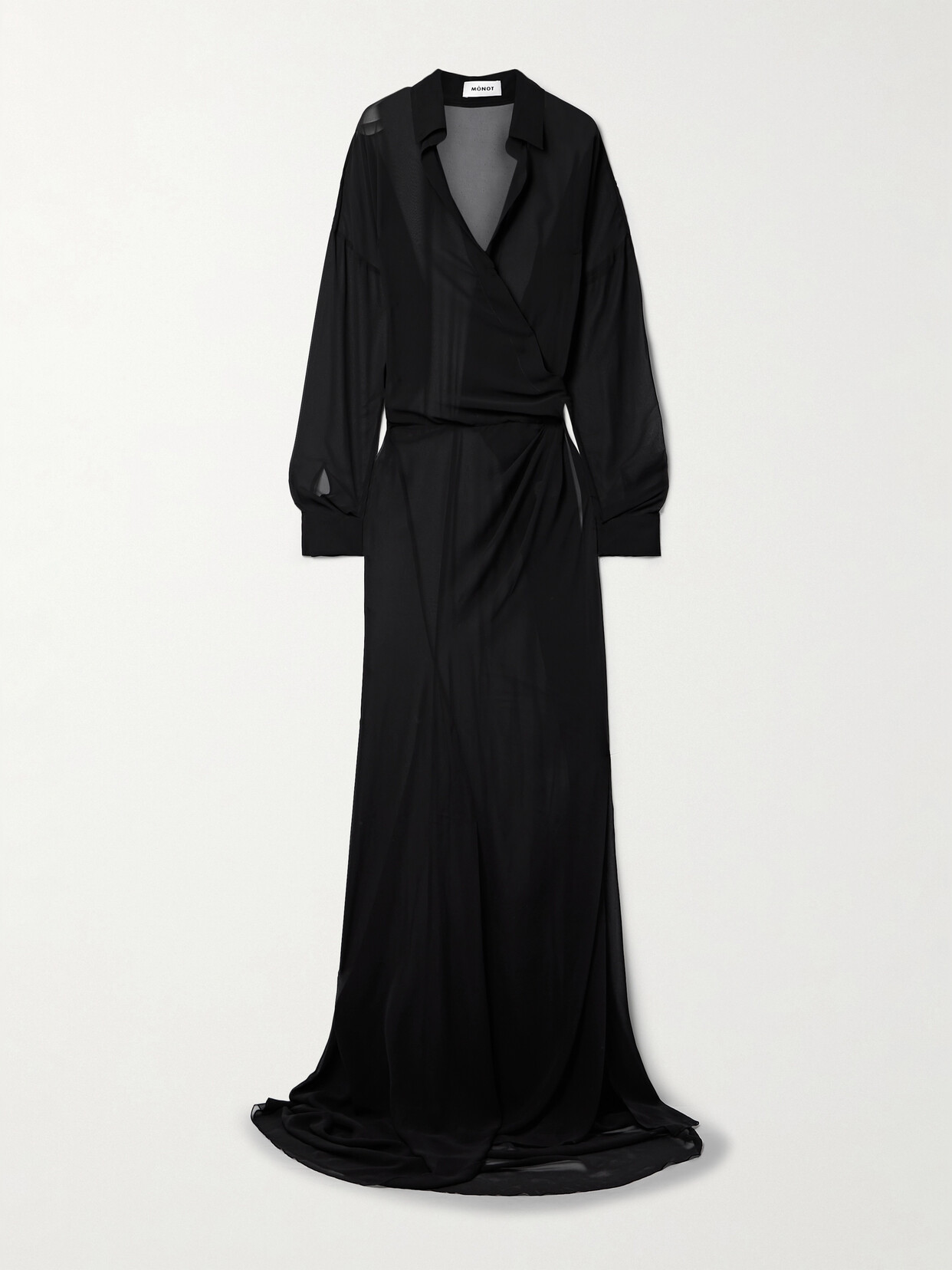 Mônot - Cami Wrap-effect Chiffon Maxi Dress - Black