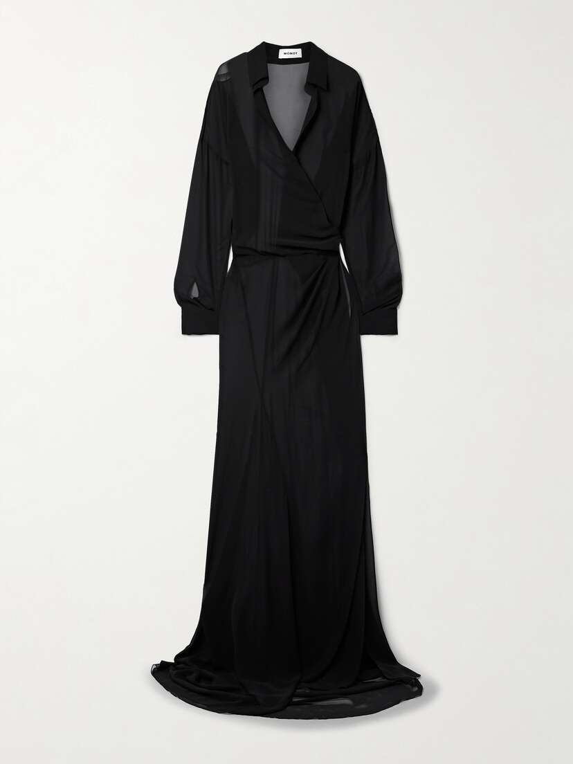 Mônot Cami Wrap-effect Chiffon Maxi Dress