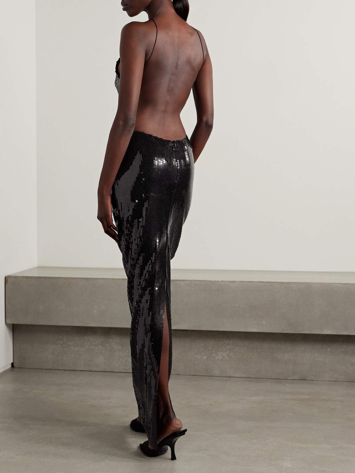 Monot Elsa Sequinned Maxi Dress In Black
