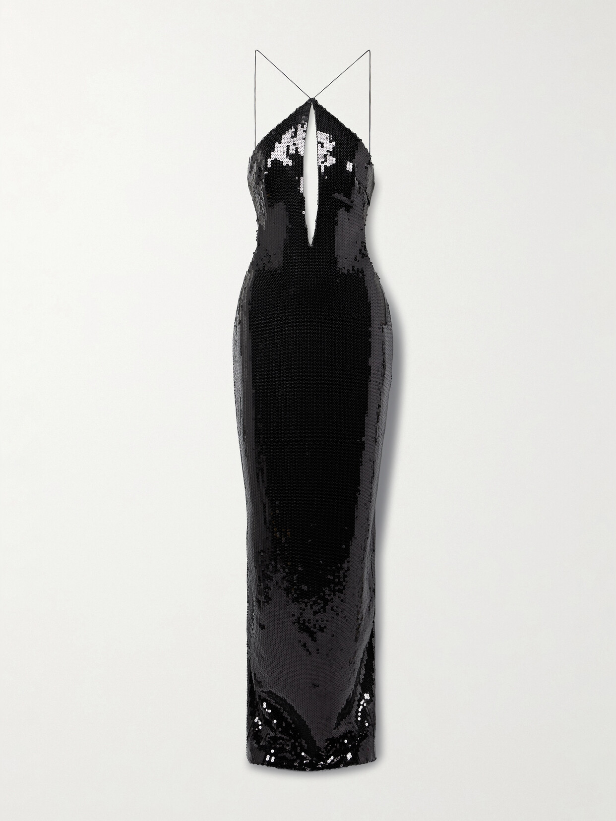 Mônot - Elsa Cutout Sequined Tulle Maxi Dress - Black